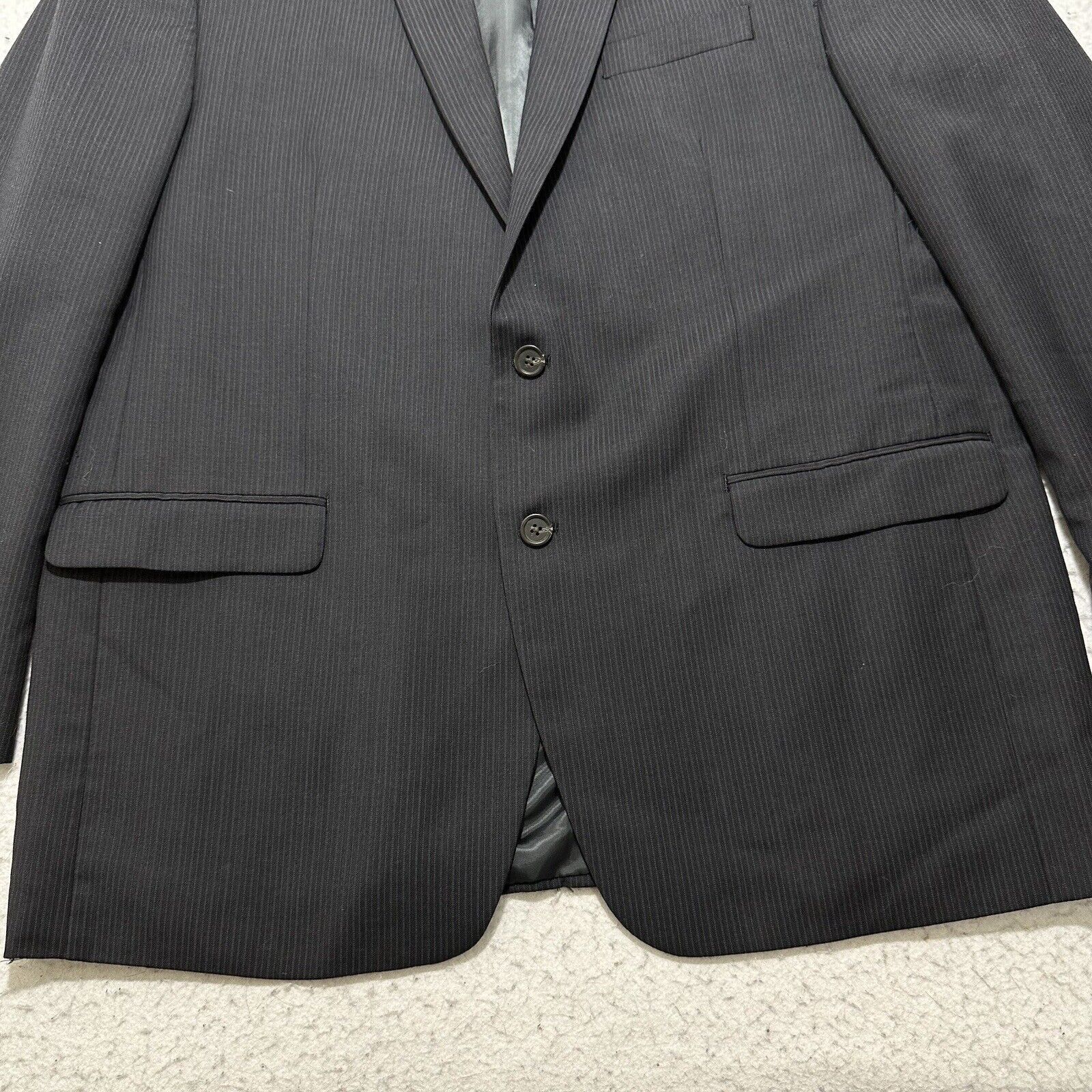 Chaps Chaps Wool Blend Suit Jacket Dark Gray Striped Coat 48L Size 48L - 3 Thumbnail