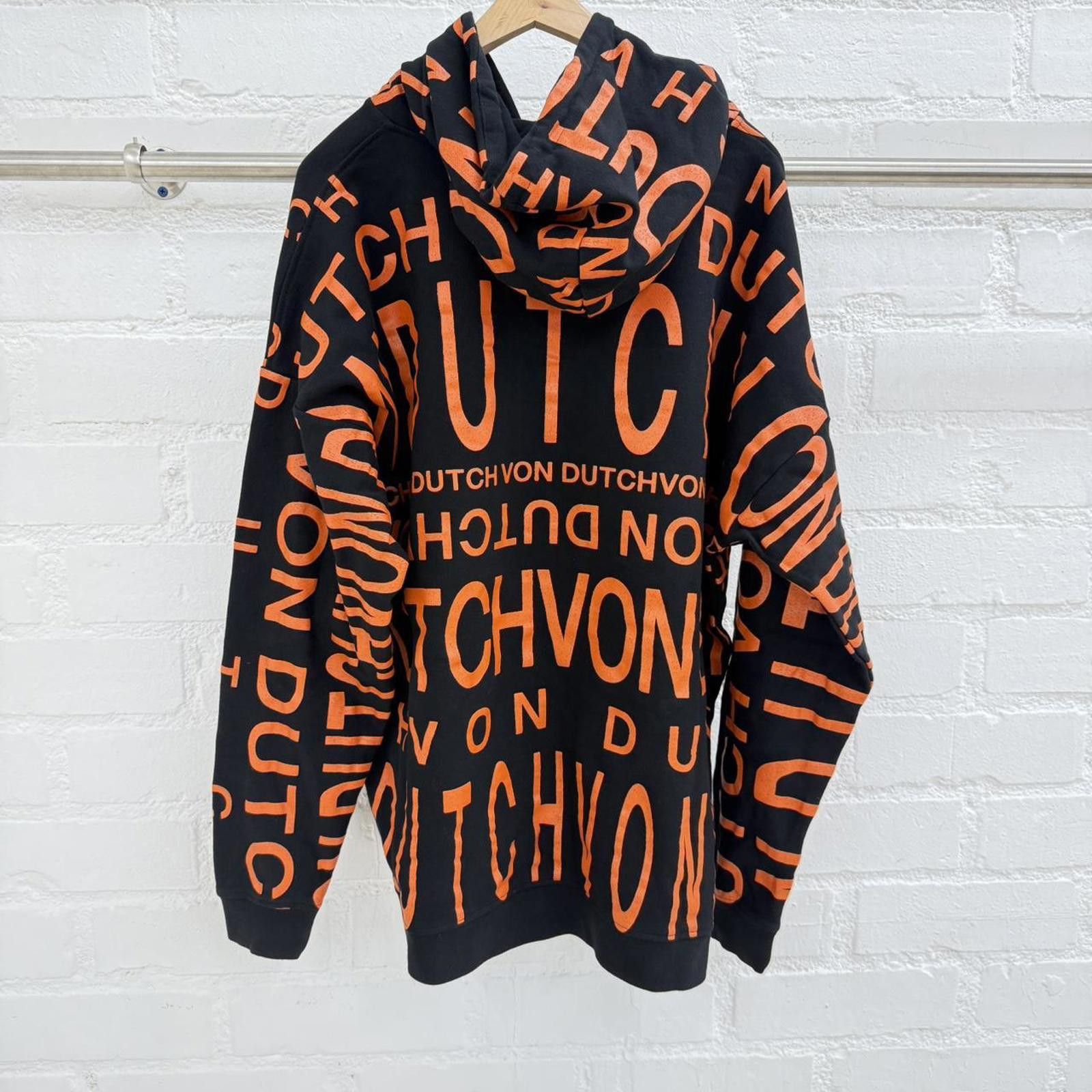 Von Dutch Von Dutch Paris Black & Orange All-Over Logo Hoodie (L) Size US L / EU 52-54 / 3 - 2 Thumbnail