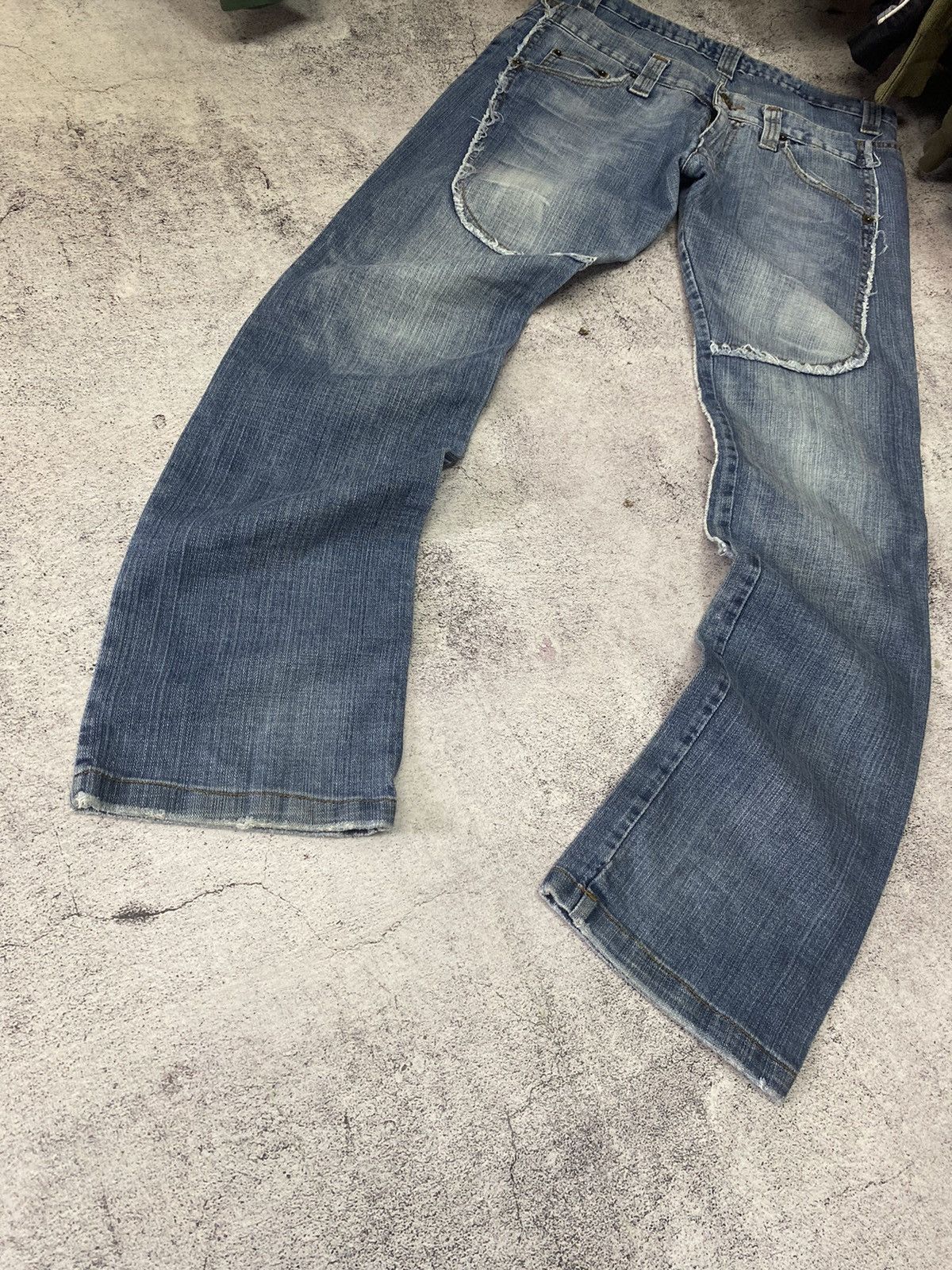 Japanese Brand × Vintage Vintage distressed patchwork denim y2k jeans Size US 32 / EU 48 - 8 Thumbnail