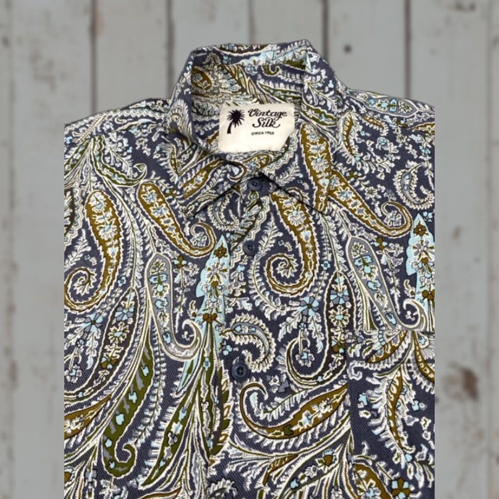 Vintage VINTAGE Men's 2XL Short Sleeve Button Up Silk Shirt Paisley 100% Silk Vintage Silk 5883 Size US XXL / EU 58 / 5 - 1 Thumbnail