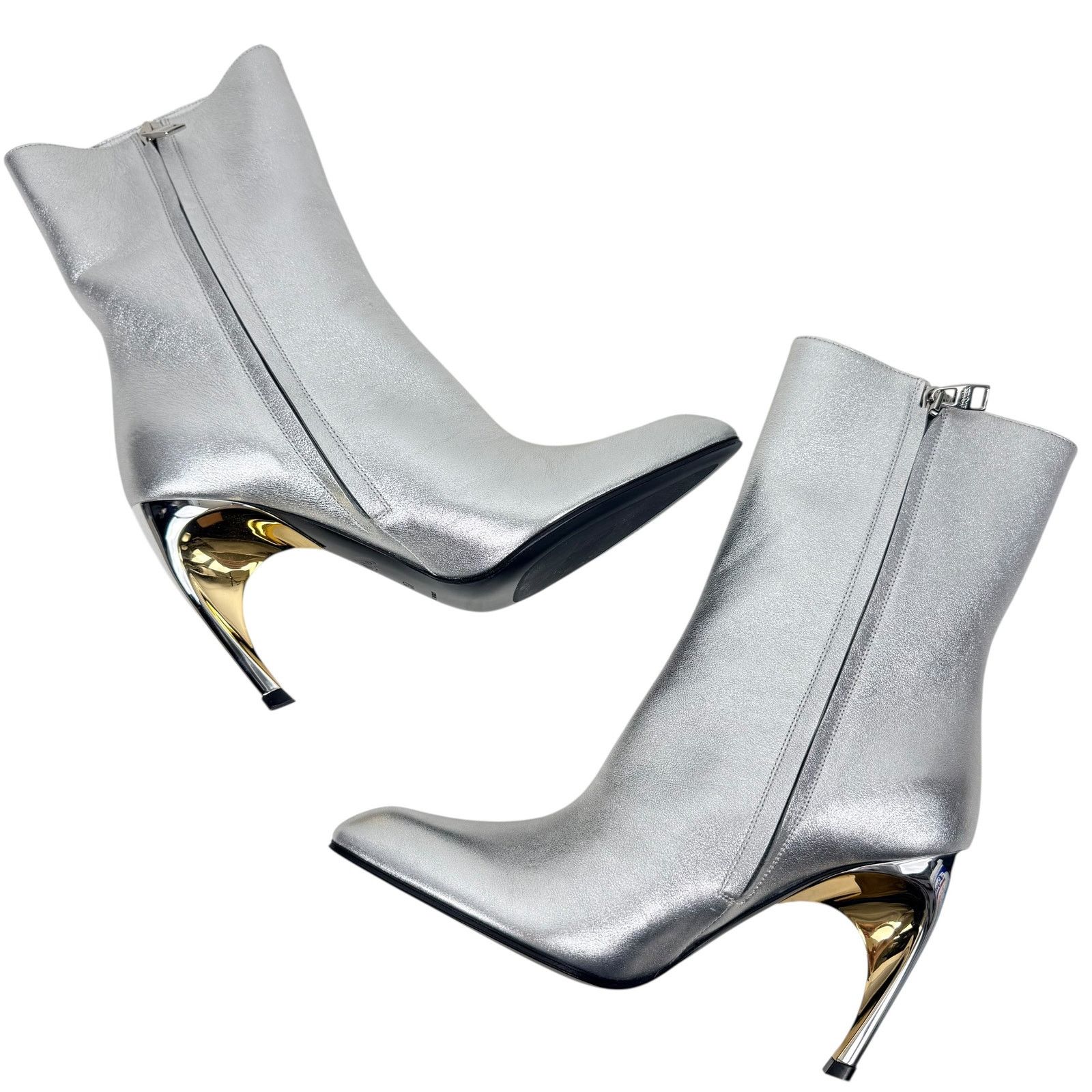 Alexander McQueen New Alexander Mcqueen Armadillo Metallic Leather Ankle Boots Size US 7 / IT 37 - 6 Thumbnail