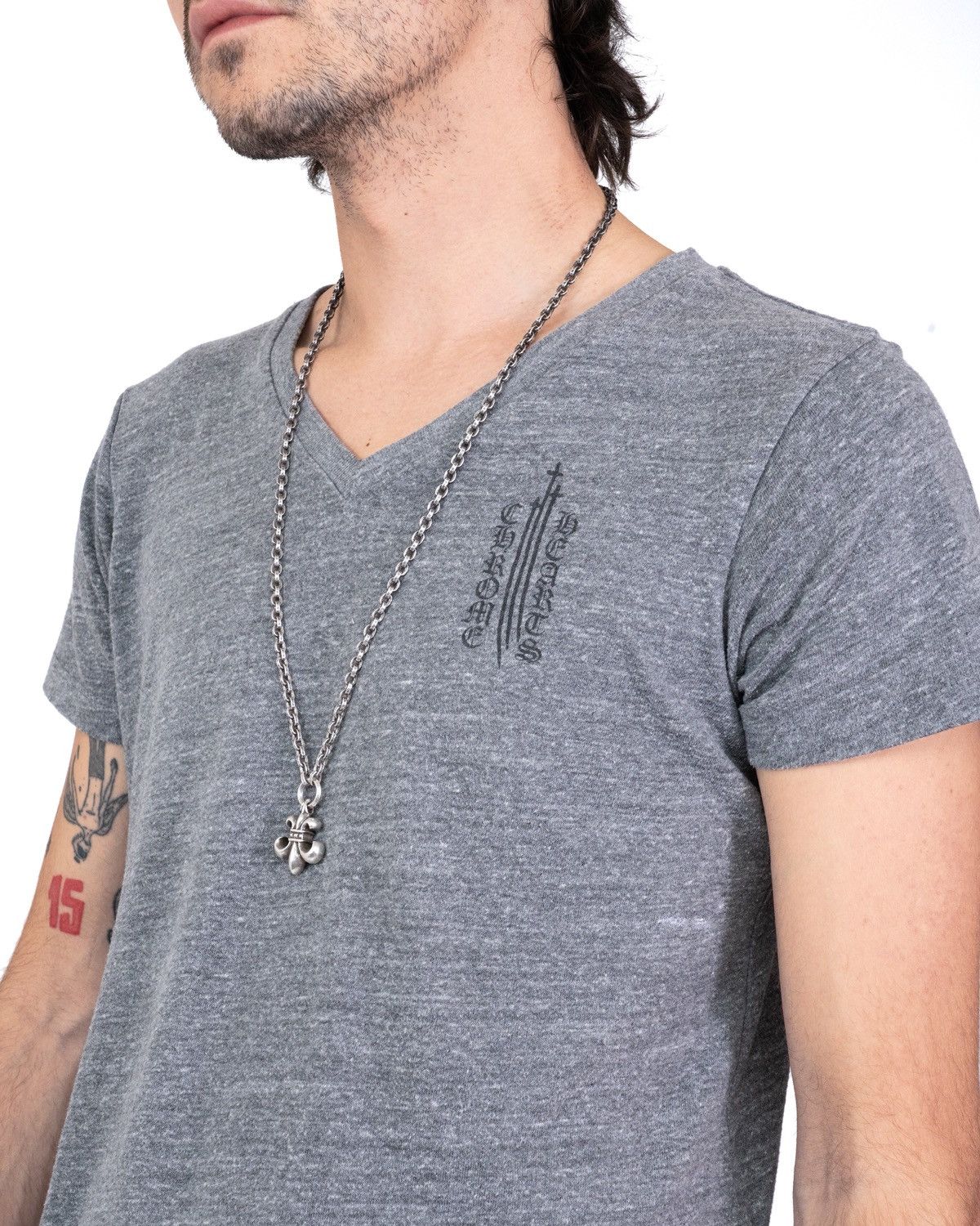 Chrome Hearts Chrome Hearts RS3 V-Neck Tee Heather Grey Size US XXL / EU 58 / 5 - 3 Thumbnail