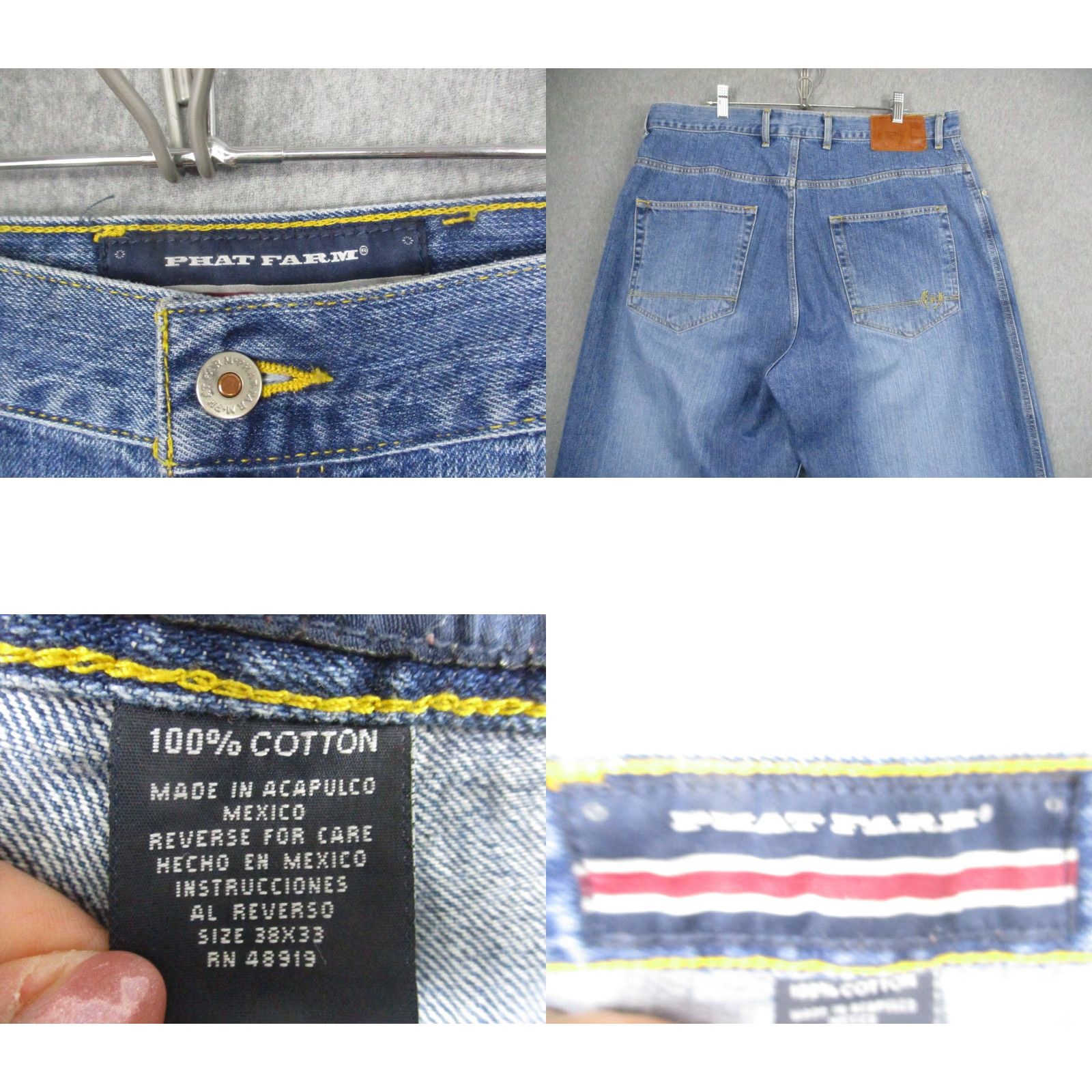 Phat Farm VINTAGE Phat Farm Jeans Mens 38 Blue Denim Wide Leg Hip Hop Baggy Size US 38 / EU 54 - 8 Thumbnail