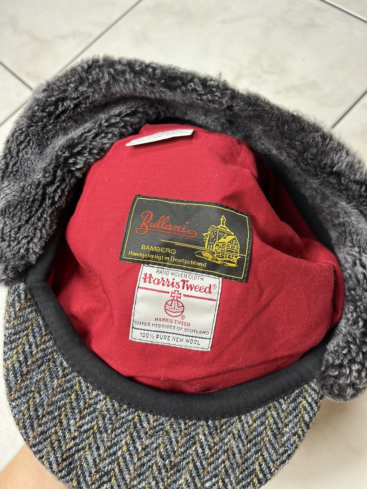 Designer × Harris Tweed × Vintage Bullani Harris Tweed wool winter insulated flat hat beret Size ONE SIZE - 13 Thumbnail