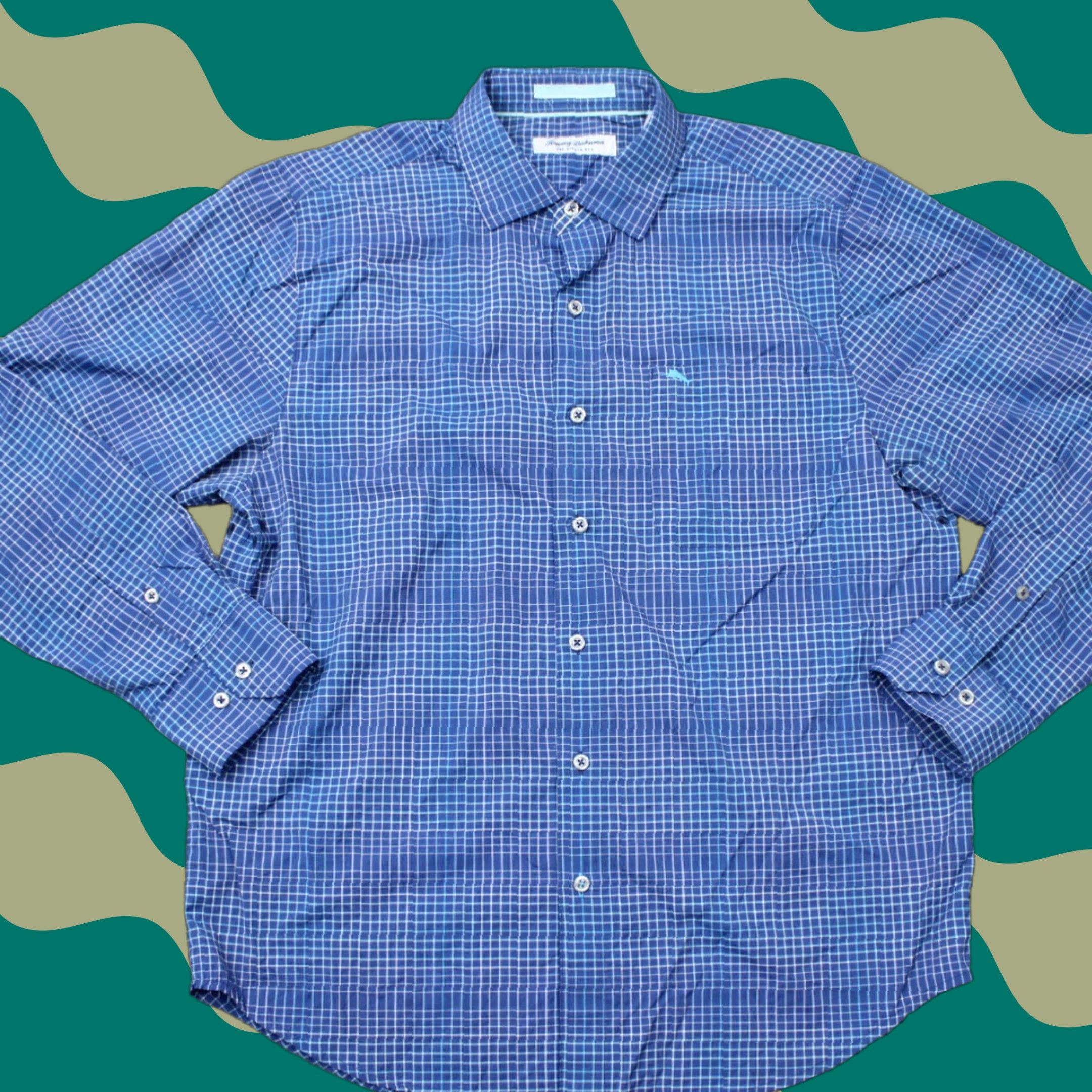 Tommy Bahama Tommy Bahama Shirt Mens Medium Blue Siesta Key Nylon Stretch Long Sleeve Vented Shirt Size US M / EU 48-50 / 2 - 1 Thumbnail