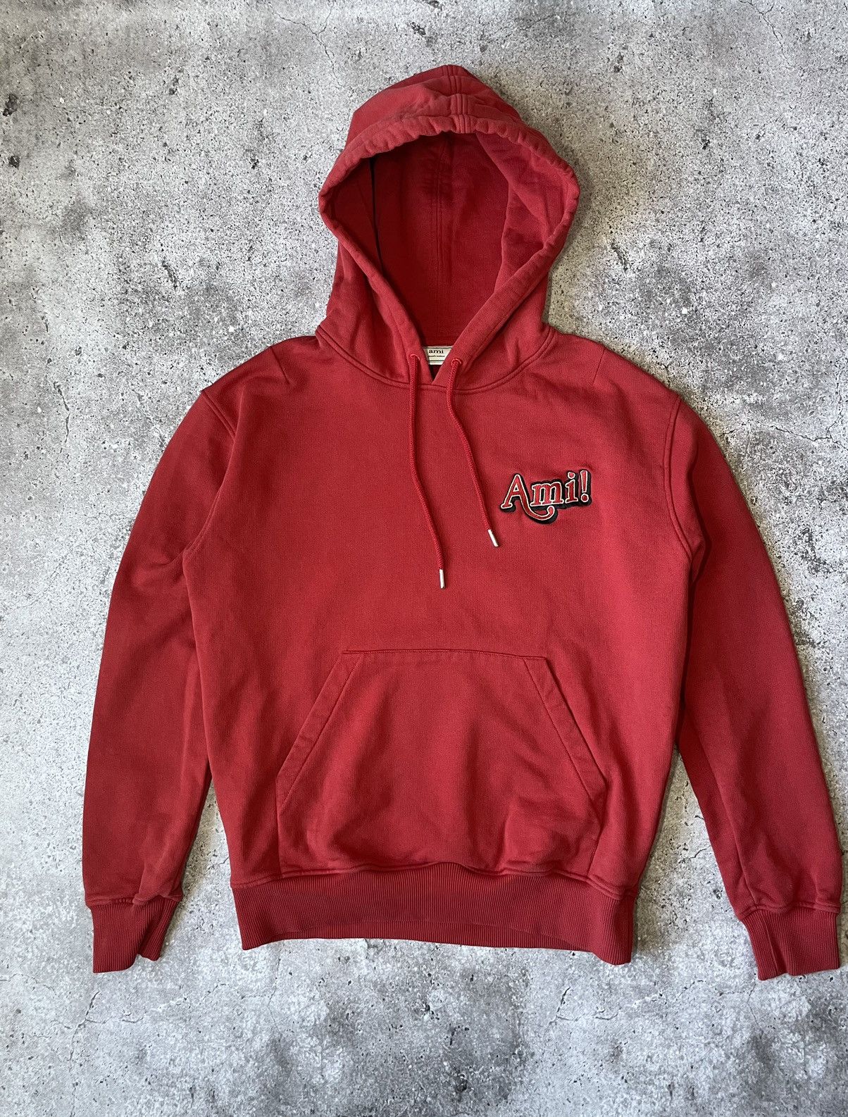 AMI 🔥 AMI Paris Red Hoodie "Ami!" Logo Embroidered Size US M / EU 48-50 / 2 - 1 Thumbnail