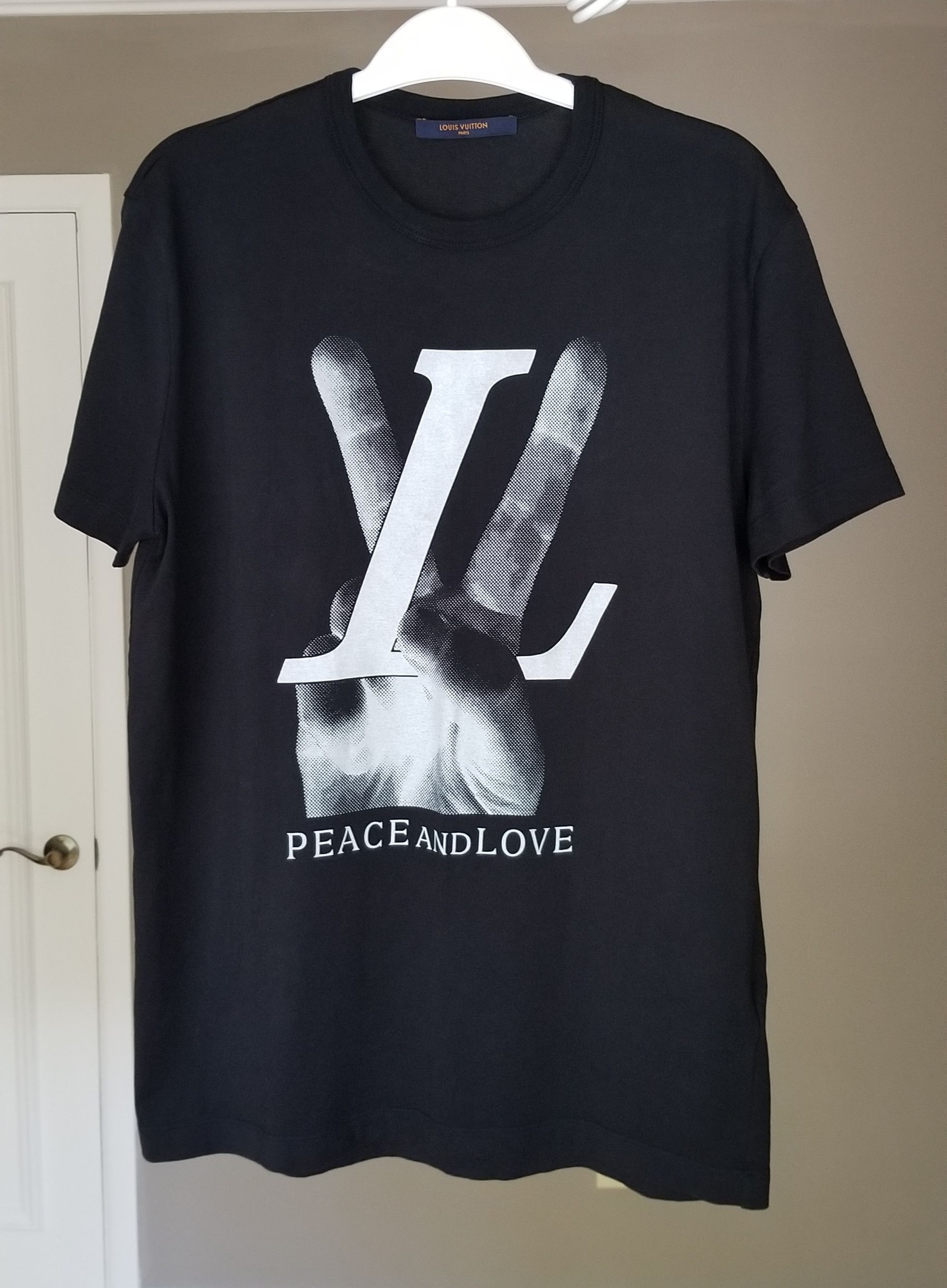 image of Louis Vuitton Peace And Love Shirt in Black, Men's (Size XS)