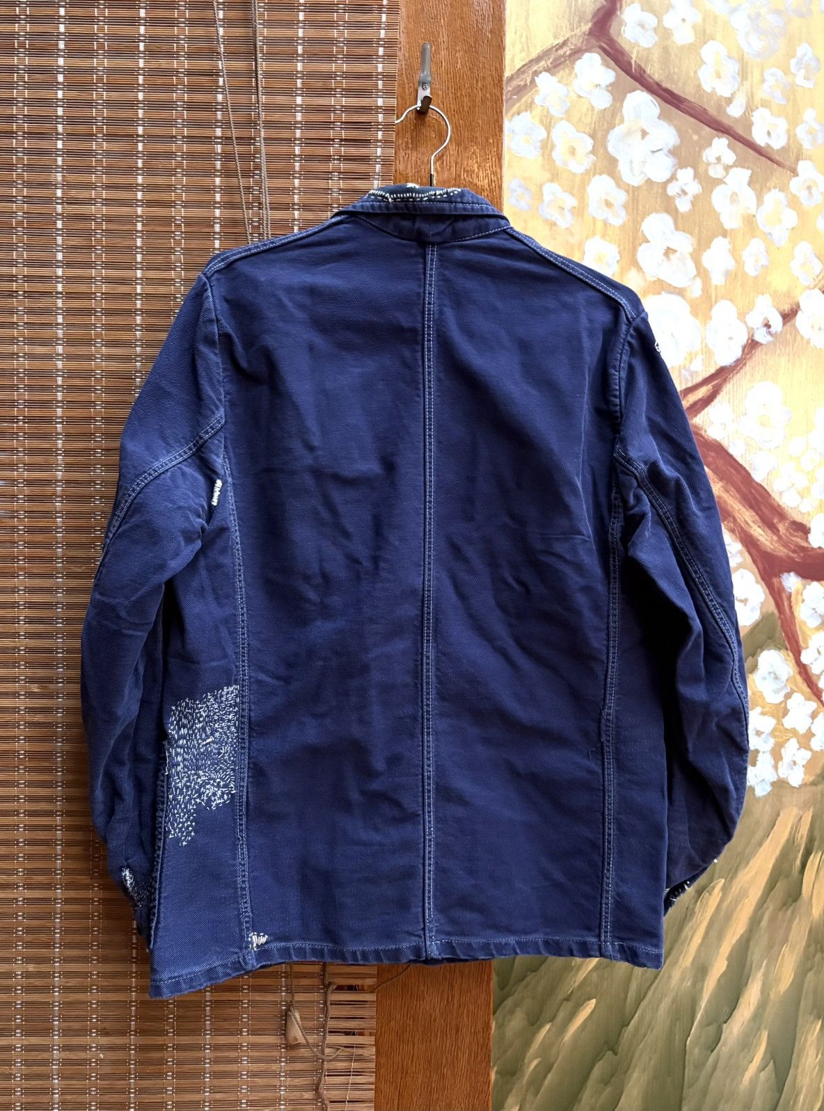 Vintage Vintage Repaired Work Jacket Chore Faded Navy Cotton Twill Size US S / EU 44-46 / 1 - 2 Thumbnail