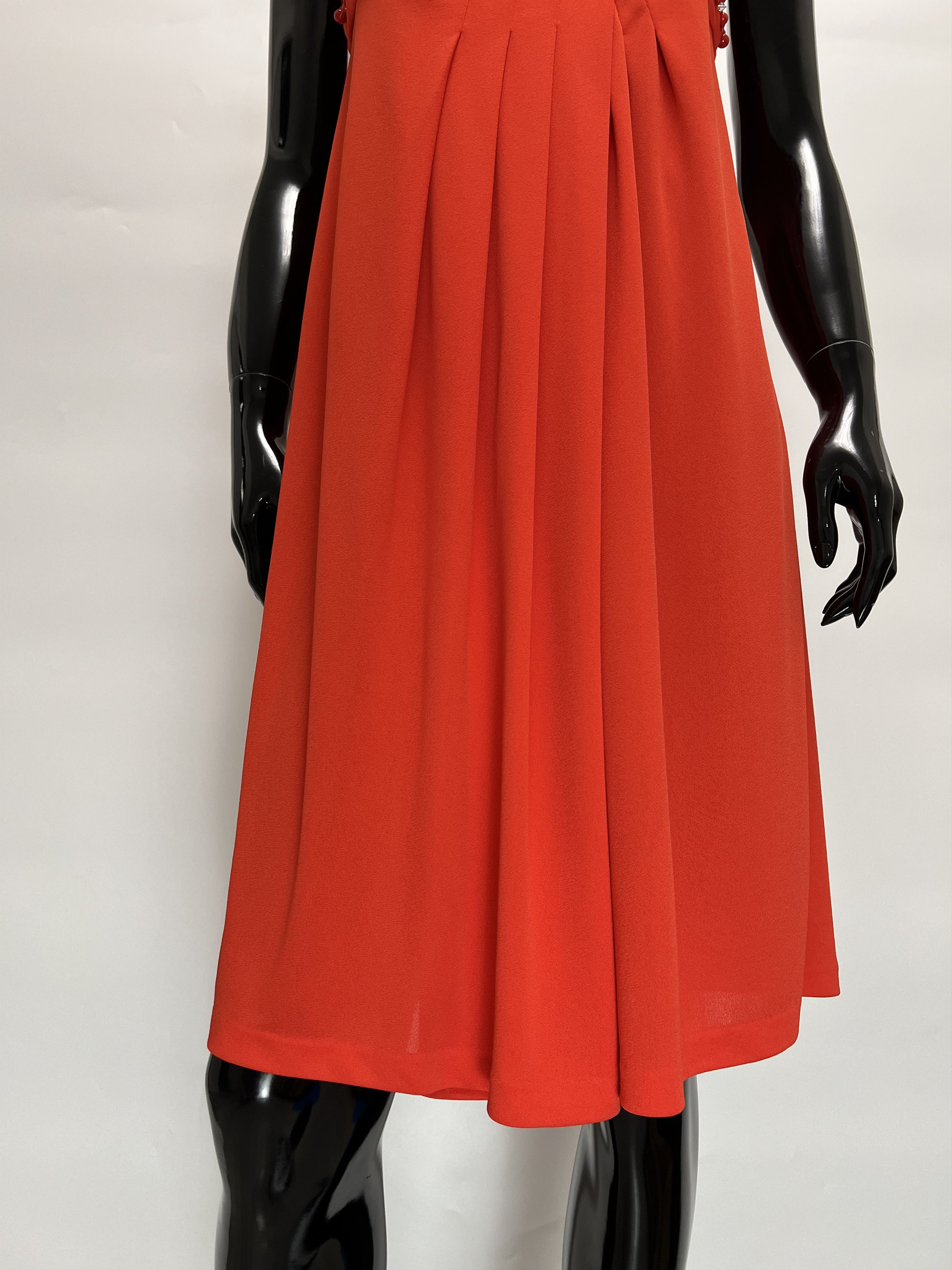 Valentino Valentino Red Sleeveless Midi Dress Decorated Rhinestones Size S / US 4 / IT 40 - 5 Thumbnail