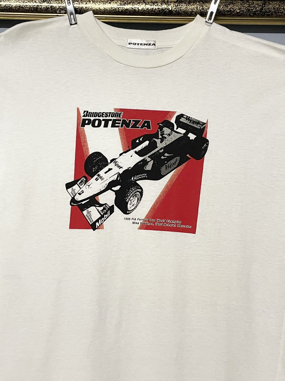 Designer Vintage 1990s Potenza Brigestone Event F1 Champion Tshirt Size US M / EU 48-50 / 2 - 3 Thumbnail