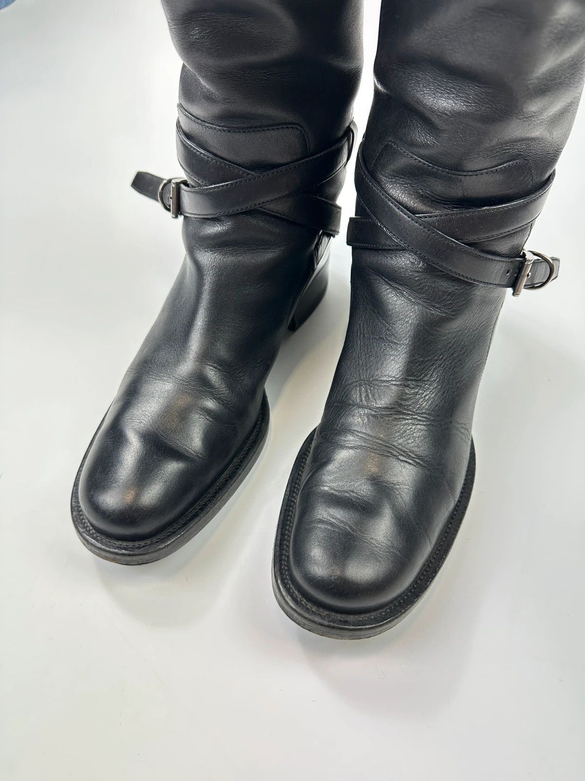 Prada Prada Milano Early 00’s Black Leather High Belted Boots Size US 7 / IT 37 - 7 Thumbnail
