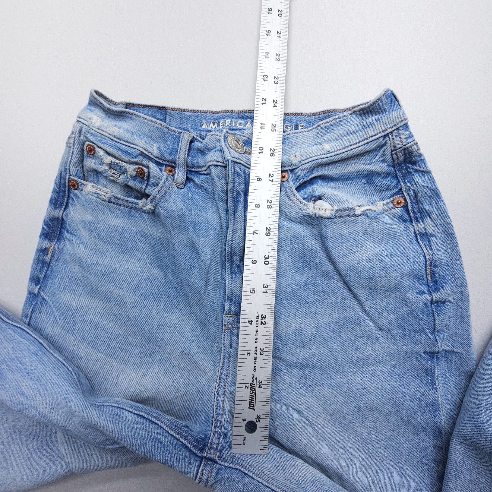 American Eagle Outfitters American Eagle Outfitters Baggy Jeans Size 0 Blue Rigid Cotton Denim High Rise Straight Women Size 25" / US 0 / IT 36 - 7 Thumbnail
