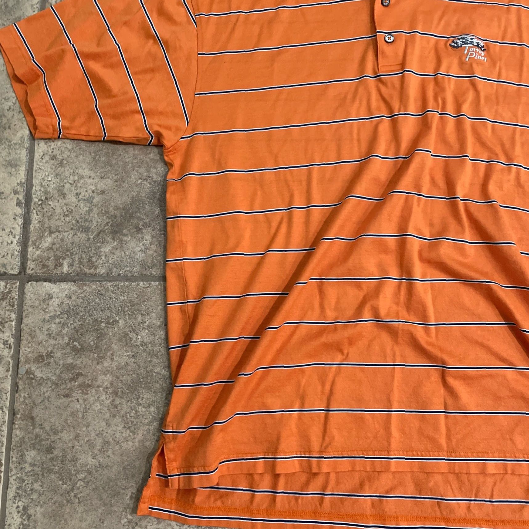 Vintage Bobby Jones Torry Pines Polo Shirt Mens Size L Orange Striped Golf Polo Shirt Size US L / EU 52-54 / 3 - 3 Thumbnail