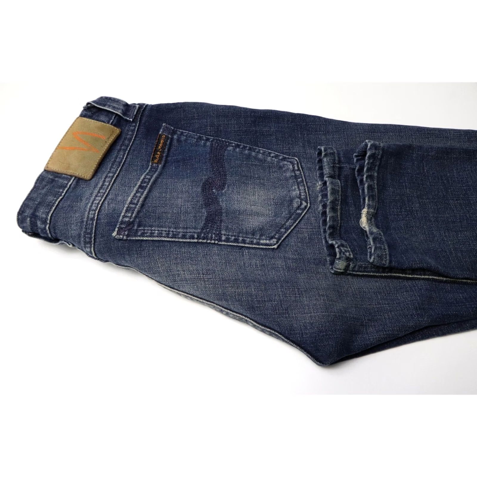 Vintage NUDIE Skinny Lin Navy Lightning Jeans Men's W29/L32 Blue Faded Whiskered Zip Fly Size US 29 - 5 Thumbnail