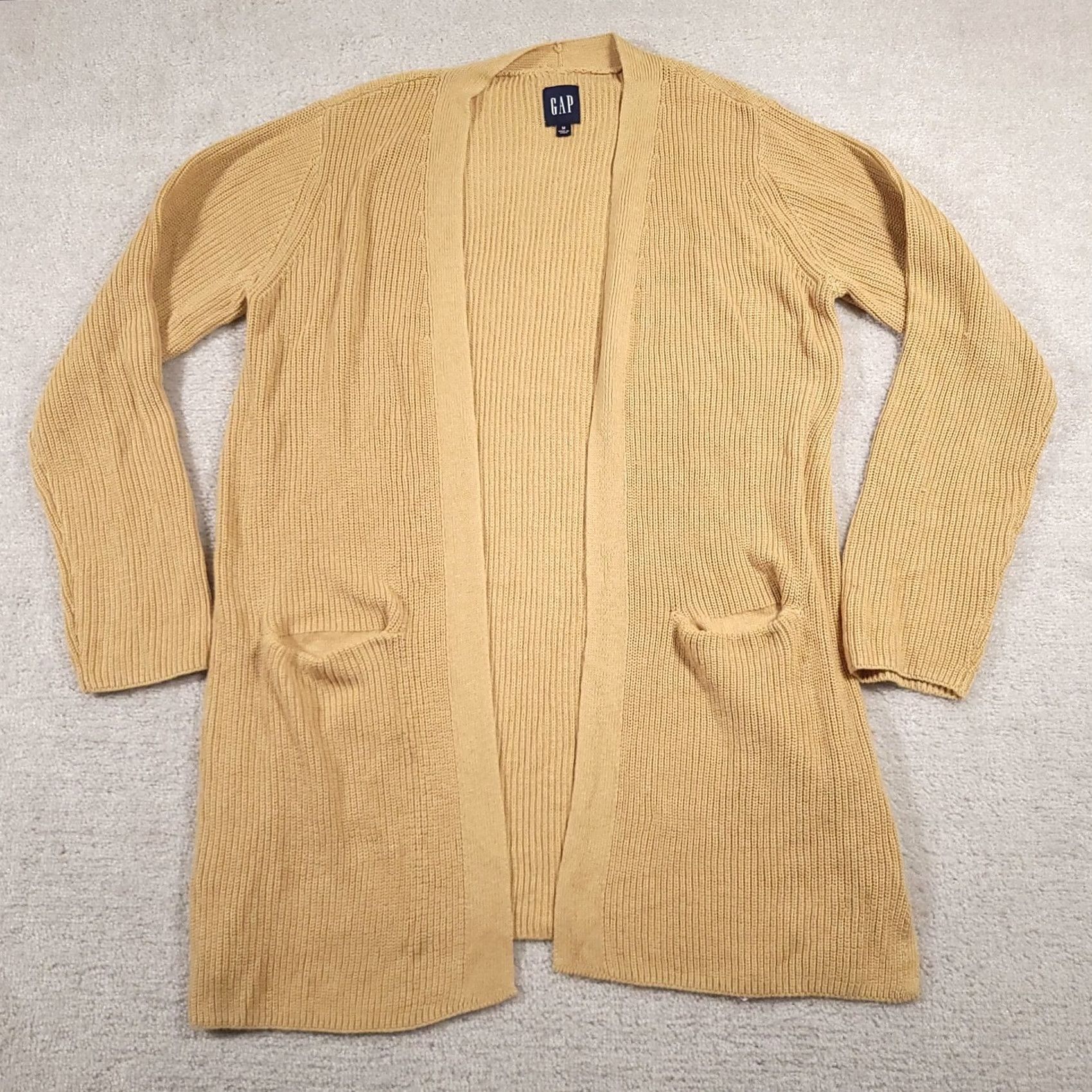 Gap GAP Cardigan Sweater Womens Medium Safari Tan Open Front Long Pocket Knit NWT Size M / US 6-8 / IT 42-44 - 2 Thumbnail
