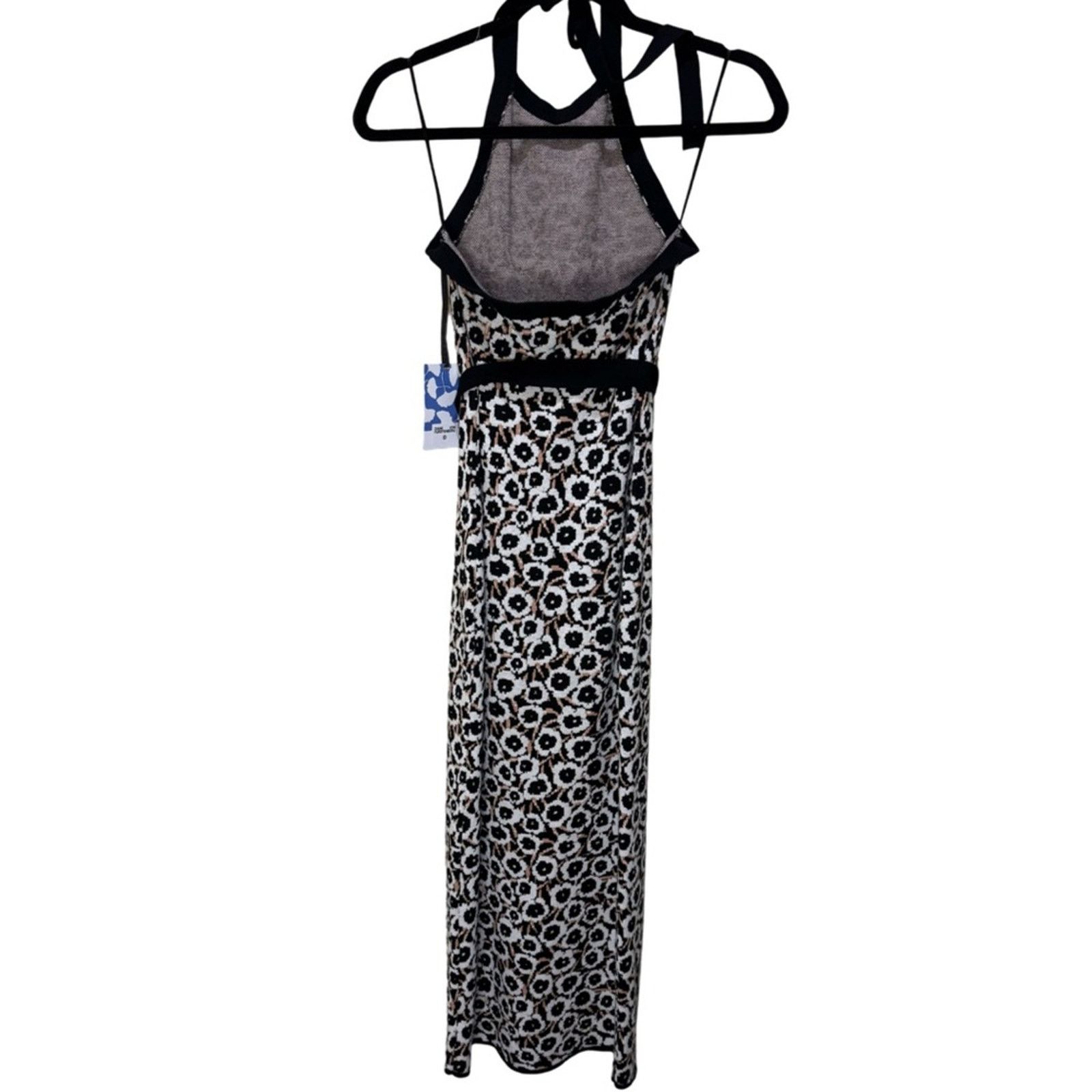 Diane von Furstenberg DVF Target Halter Tie Neck Poppy Knit Midi Dress Size XS Size XS / US 0-2 / IT 36-38 - 7 Thumbnail