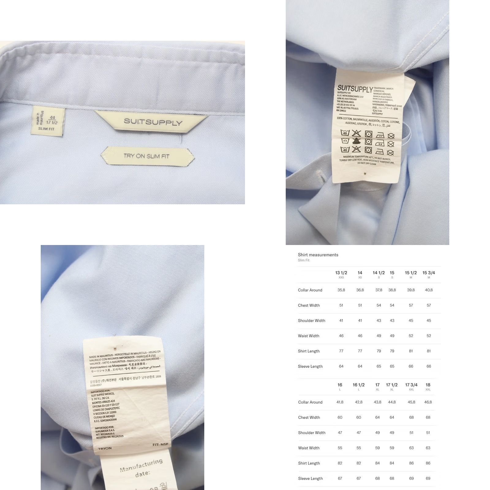 Suitsupply Suitsupply Slim Fit Formal Shirt Blue 44 / 17 1/2 Button Up Mens Shirt Size 44R - 8 Thumbnail
