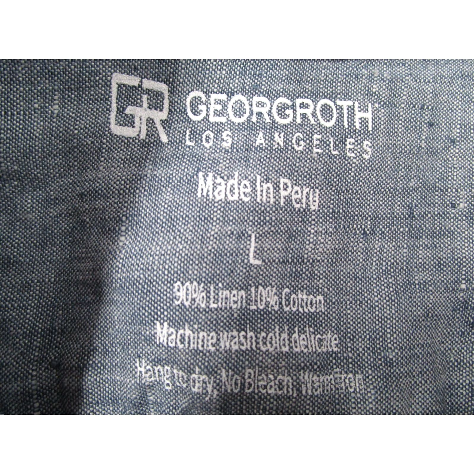Vintage VINTAGE Georg Roth Los Angeles Men's Button-Up Shirt Large Blue Linen Cotton Blend Casual Classic Size US L / EU 52-54 / 3 - 3 Thumbnail