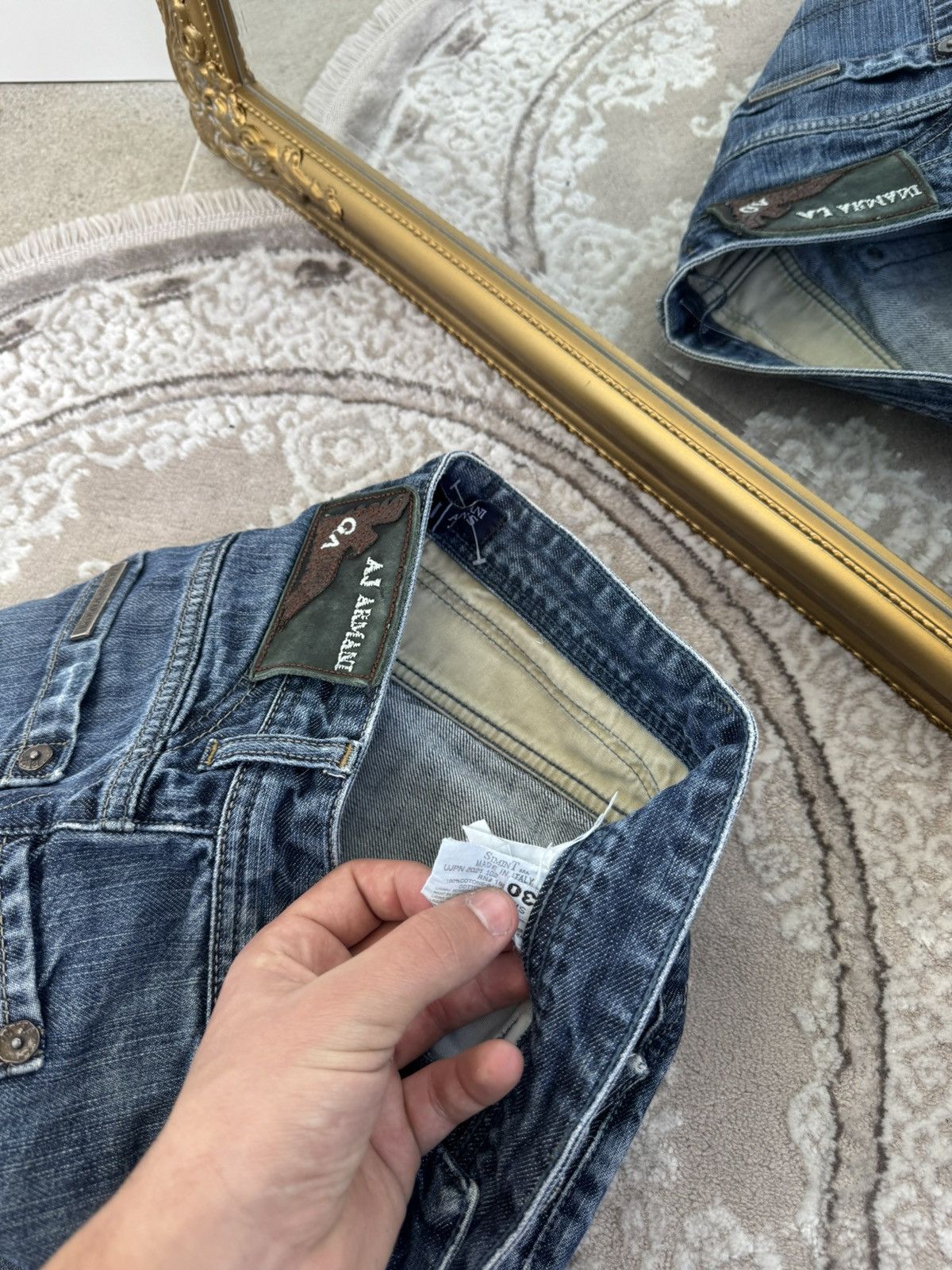 Giorgio Armani 🔥VINTAGE 90s CRAZY ARMANI JEANS Y2K BAGGY CARGO PANTS Size US 30 / EU 46 - 9 Thumbnail