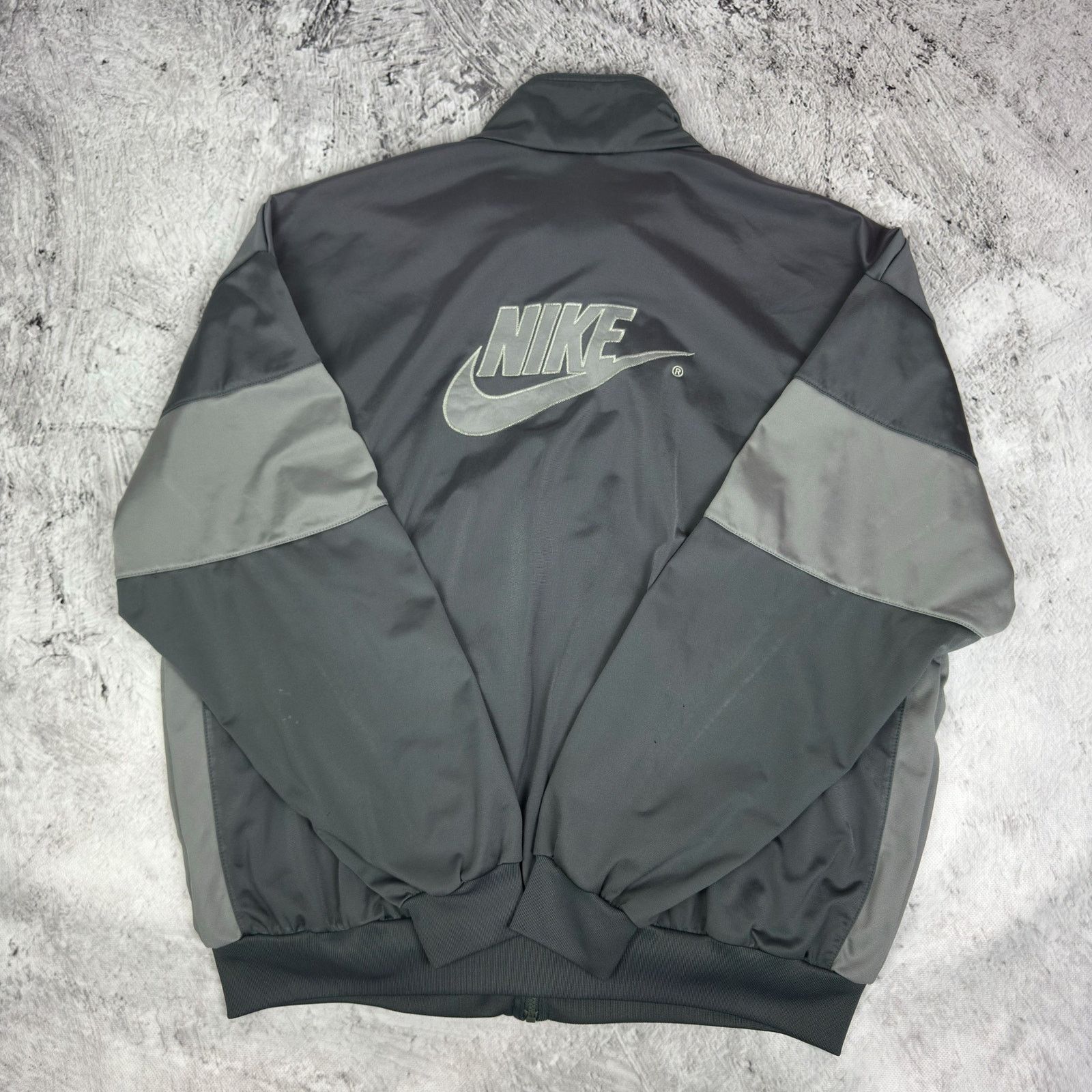 Nike Nike Men's Gray White Swoosh Spellout Full Zip Track Jacket Size US XL / EU 56 / 4 - 10 Thumbnail