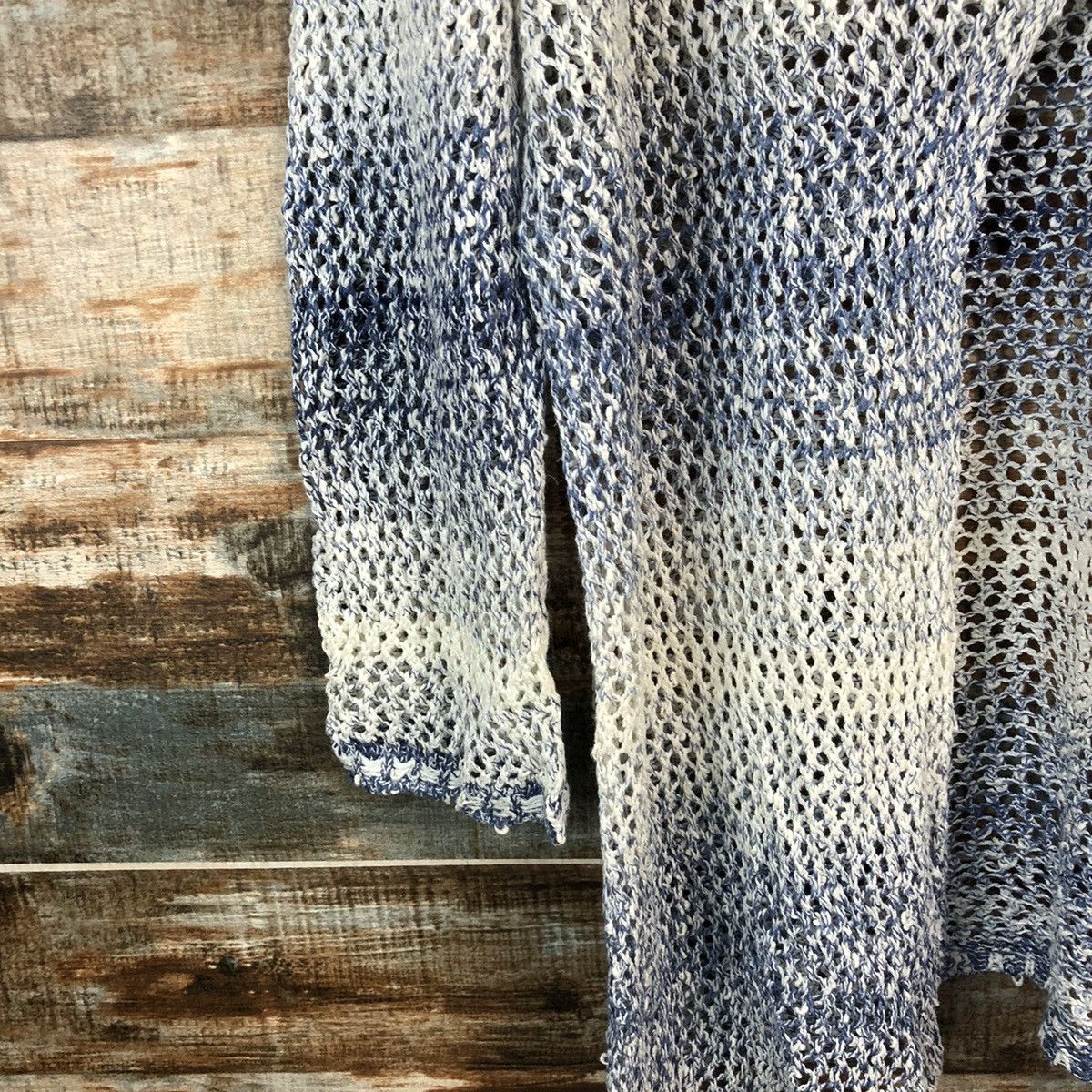 Japanese Brand Cinzia Caldi crochet meshnet Stripe Cardigan Knitwear #A2209 Size US XL / EU 56 / 4 - 7 Thumbnail