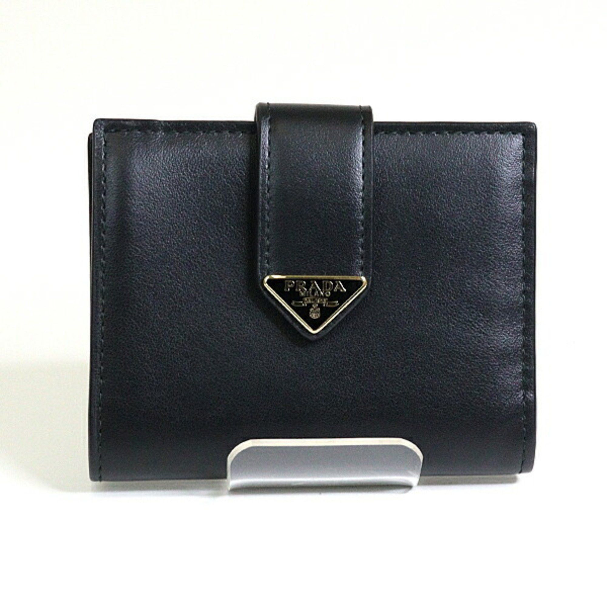 Prada PRADA City Calf Tab 1MV204 Bi-fold Wallet Black NERO Compact Unused Size ONE SIZE - 1 Thumbnail