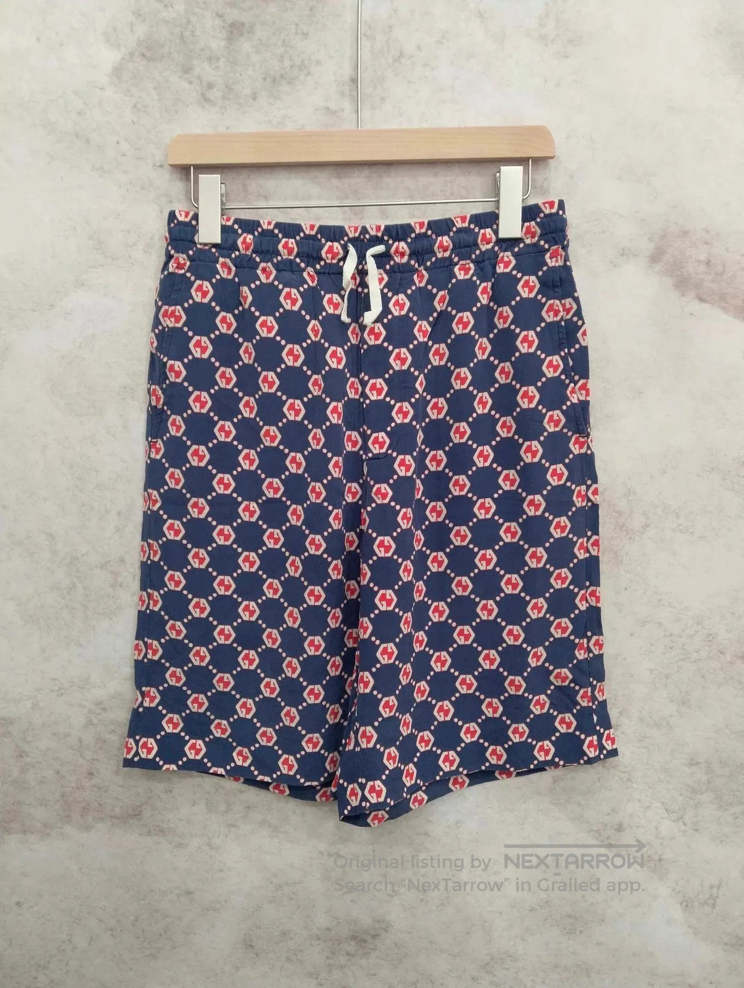 Gucci Blue Patterned Drawstring Casual Shorts. Size US 30 / EU 46 - 1 Thumbnail