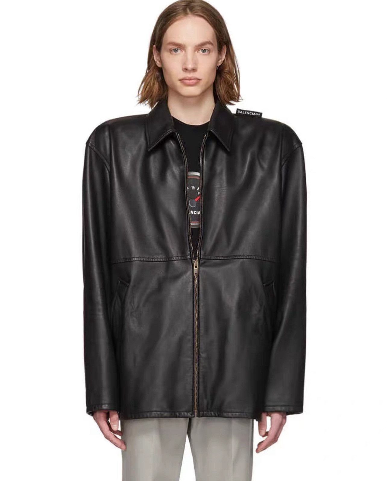 Balenciaga Balenciaga 19SS Lamb Skin Shoulder Pad Leather Jacket Size US XL / EU 56 / 4 - 6 Thumbnail