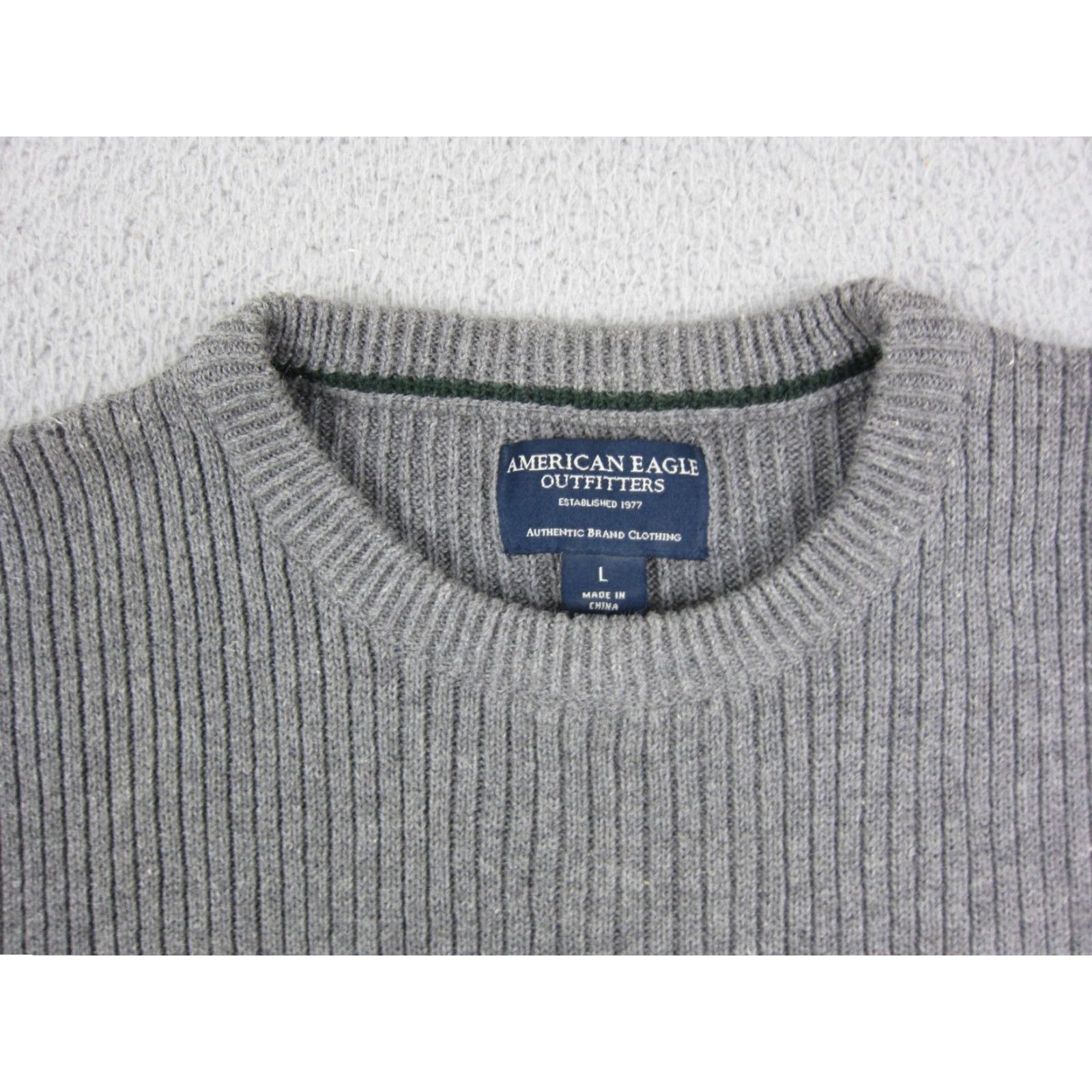 American Eagle Outfitters VINTAGE American Eagle Outfitters Sweater Mens L Gray Striped Knit Cotton Ramie Crew Neck Pullover All Seasons Casual Top Shirt Size US L / EU 52-54 / 3 - 4 Thumbnail
