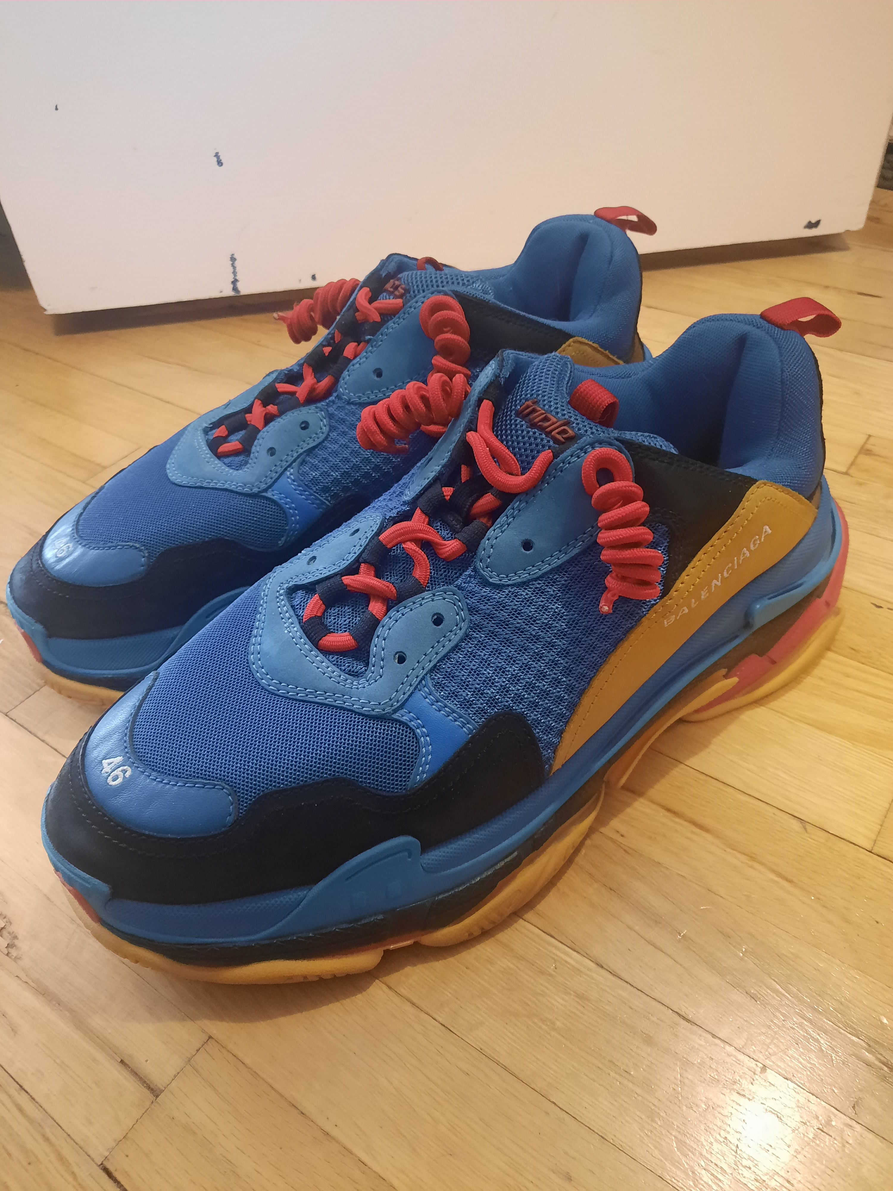 image of Need Gone Balenciaga Triple S Blue/orange/red Shoes in Blue/Red/Orange, Men's (Size 13)