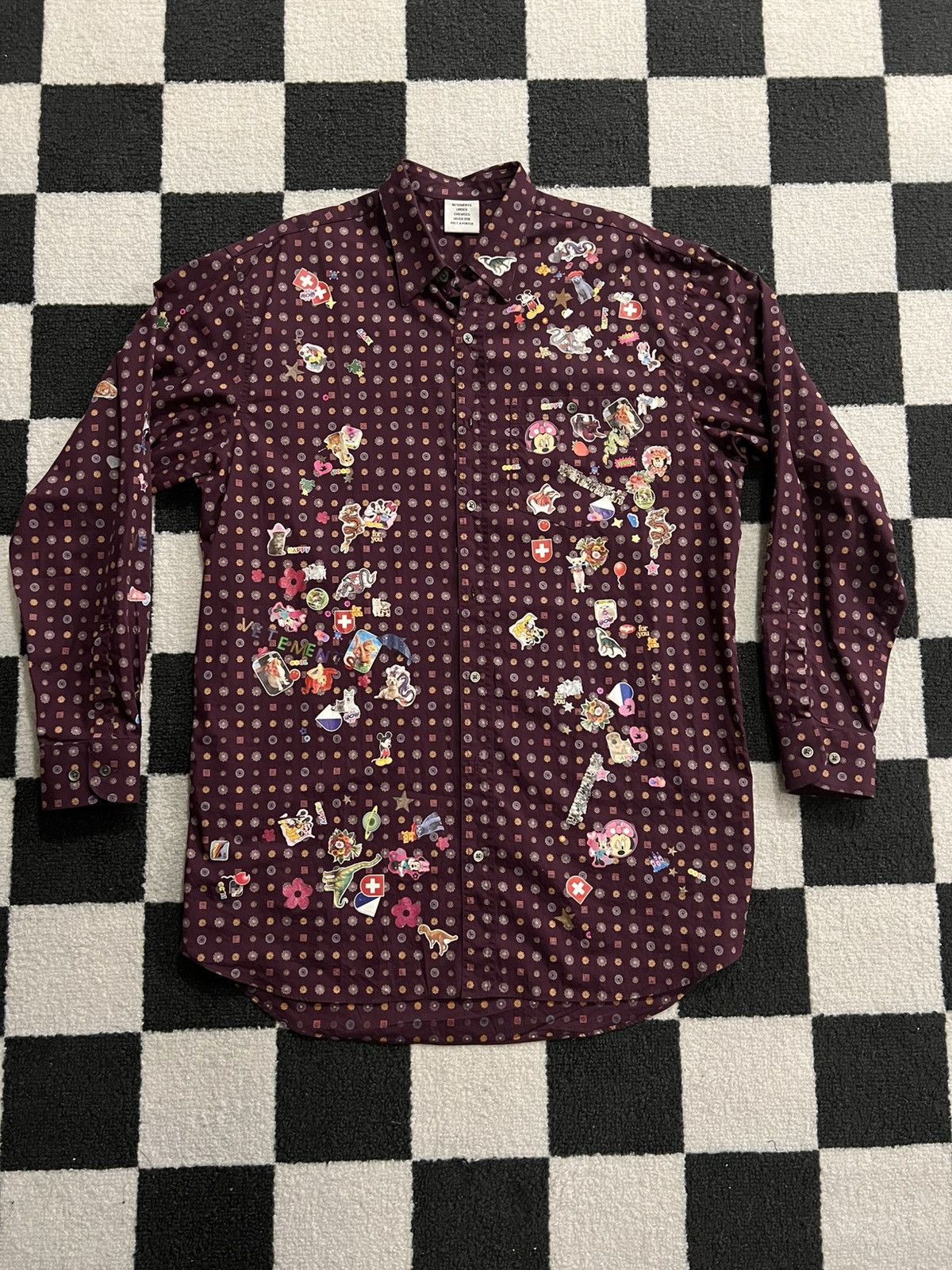 Vetements Purple Paisley Button-up Sticker Shirt Unisex Fits L Size US XS / EU 42 / 0 - 1 Thumbnail