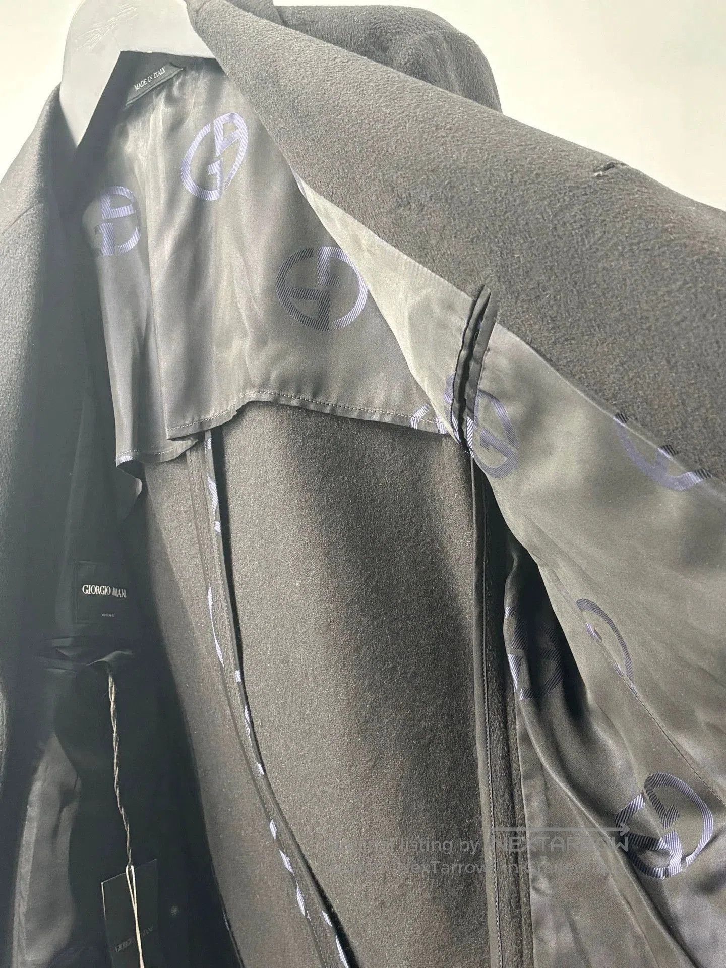 Emporio Armani black wool and cashmere overcoat for men. Size US M / EU 48-50 / 2 - 5 Thumbnail