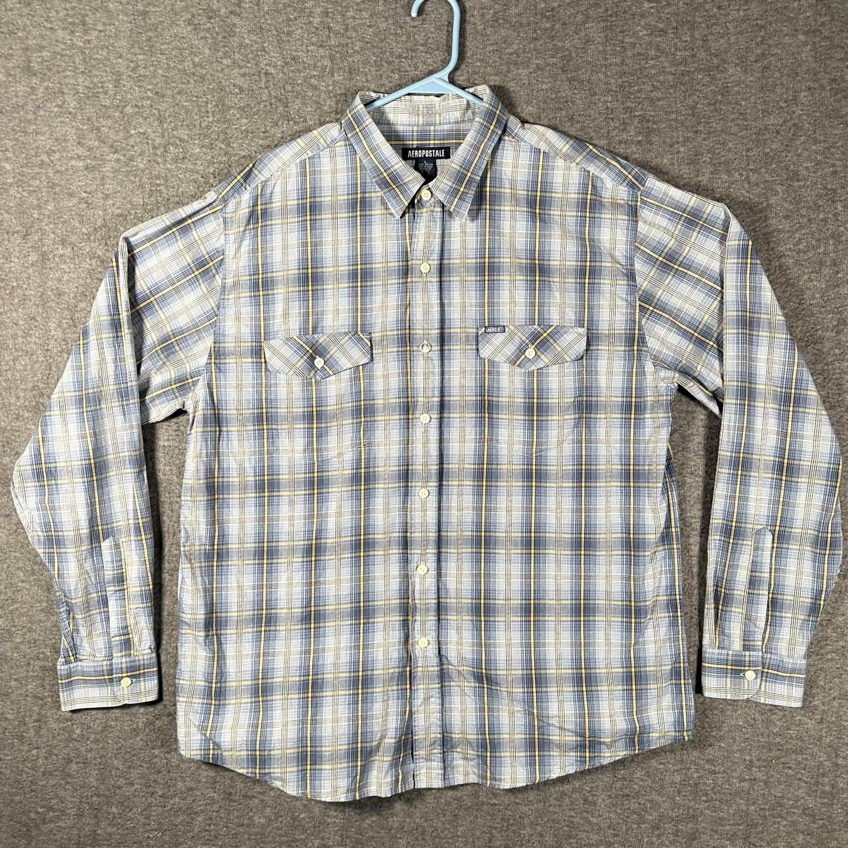 Vintage Aeropostale Shirt Mens Large Blue Plaid Long Sleeve Cotton Button Up Casual Y2K Size US L / EU 52-54 / 3 - 2 Thumbnail
