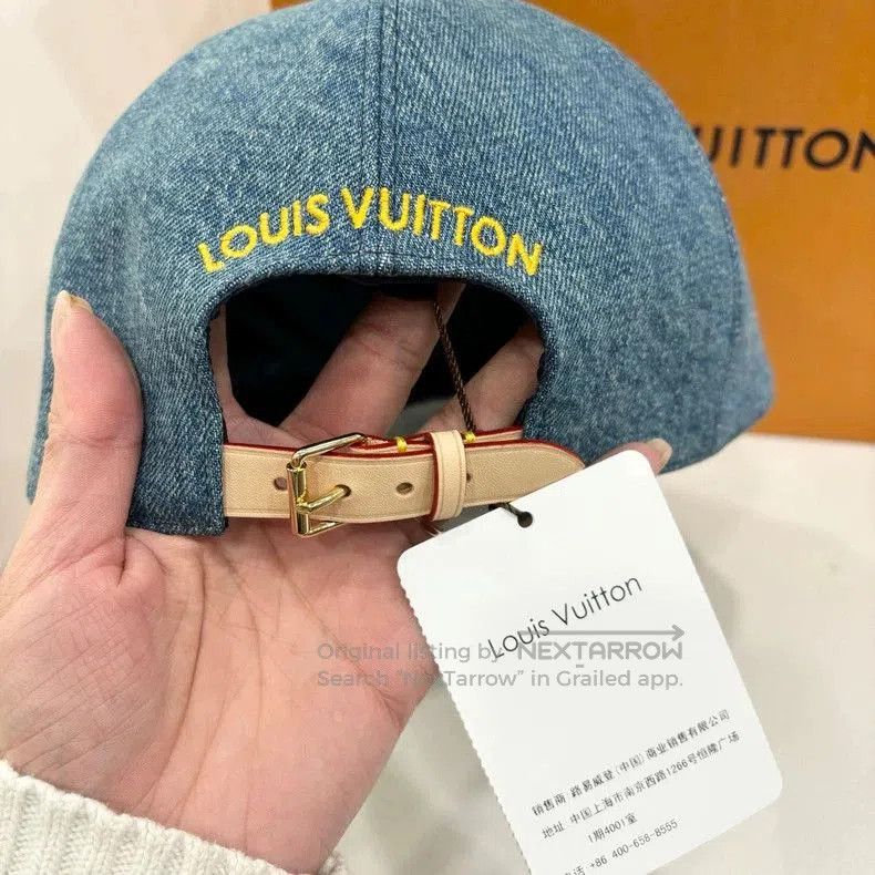 Louis Vuitton LV Denim Baseball Cap with Flower Logo. Size ONE SIZE - 4 Thumbnail
