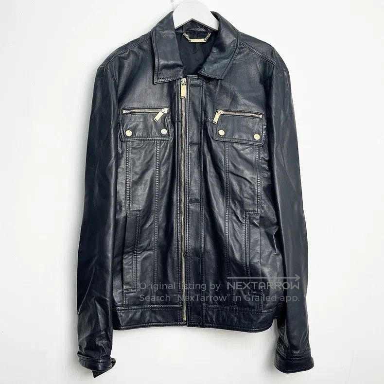 Versace Versace Dark blue full leather motorcycle jacket Size US M / EU 48-50 / 2 - 1 Thumbnail