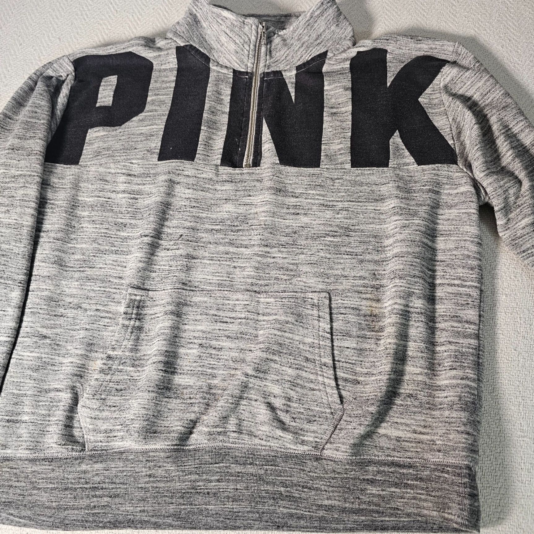 Victoria's Secret Victoria's Secret PINK Sweatshirt Half Zip Mockneck Logo Marl Size L Womens Gray Size L / US 10 / IT 46 - 7 Thumbnail