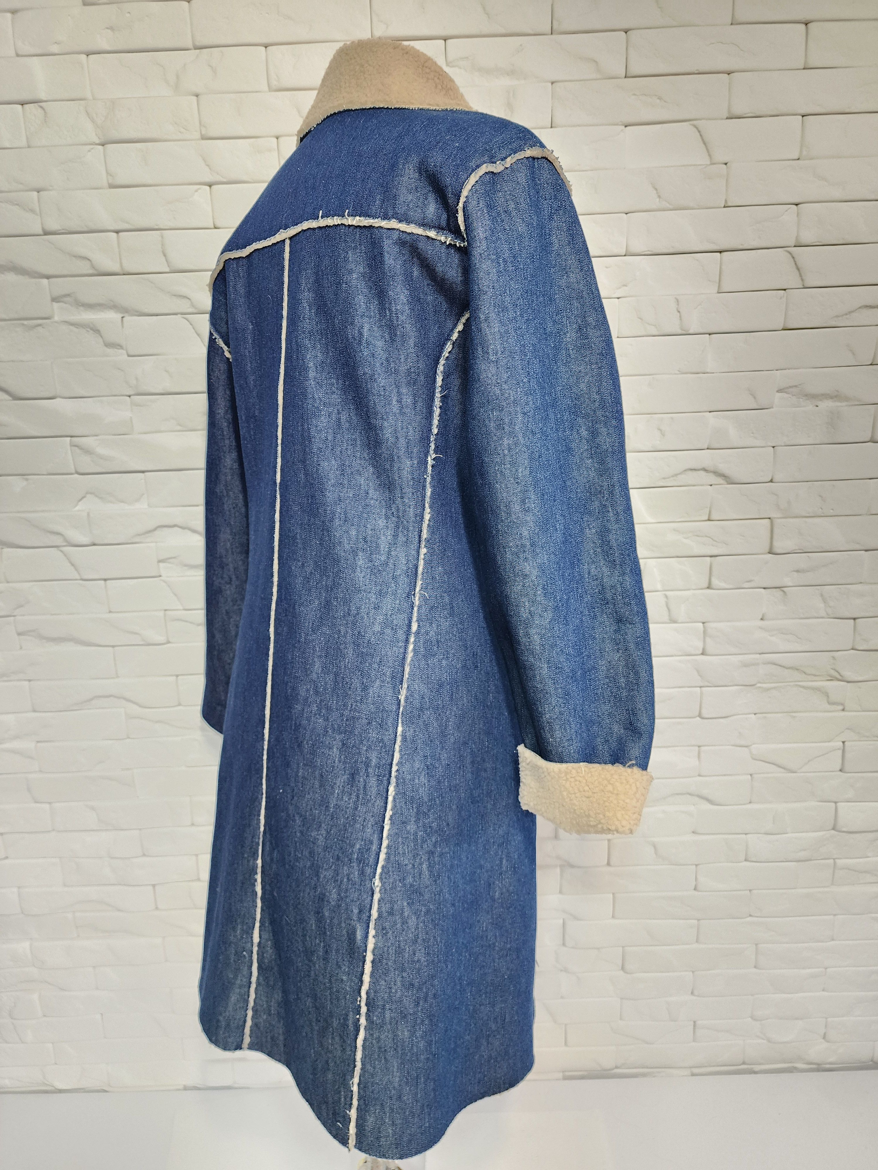 Denim & Co. Blue Long Denim Jacket: Faux Fur. Classic Women's Style Size XL / US 12-14 / IT 48-50 - 5 Thumbnail