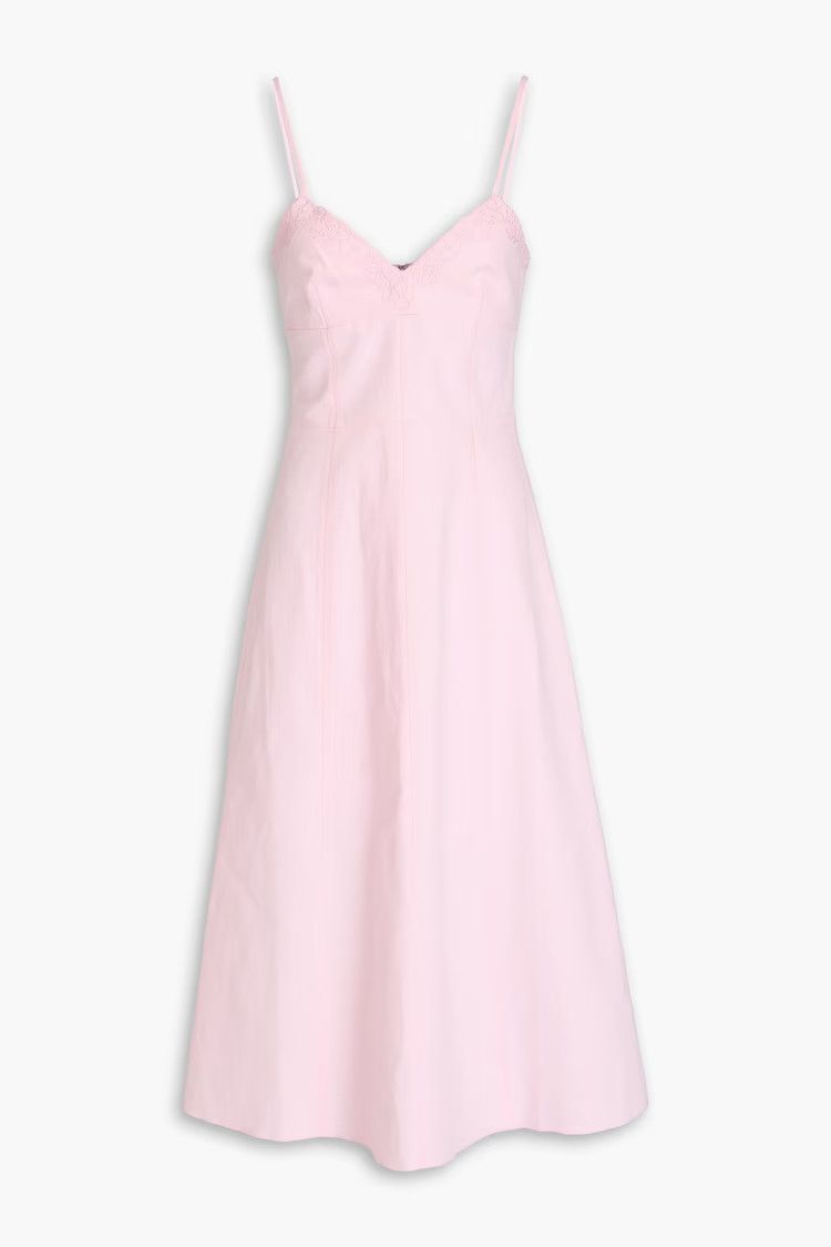 Victoria Beckham o1mle0525 Panetted Enibroidered Cami Midi Dress Size M / US 6-8 / IT 42-44 - 1 Thumbnail