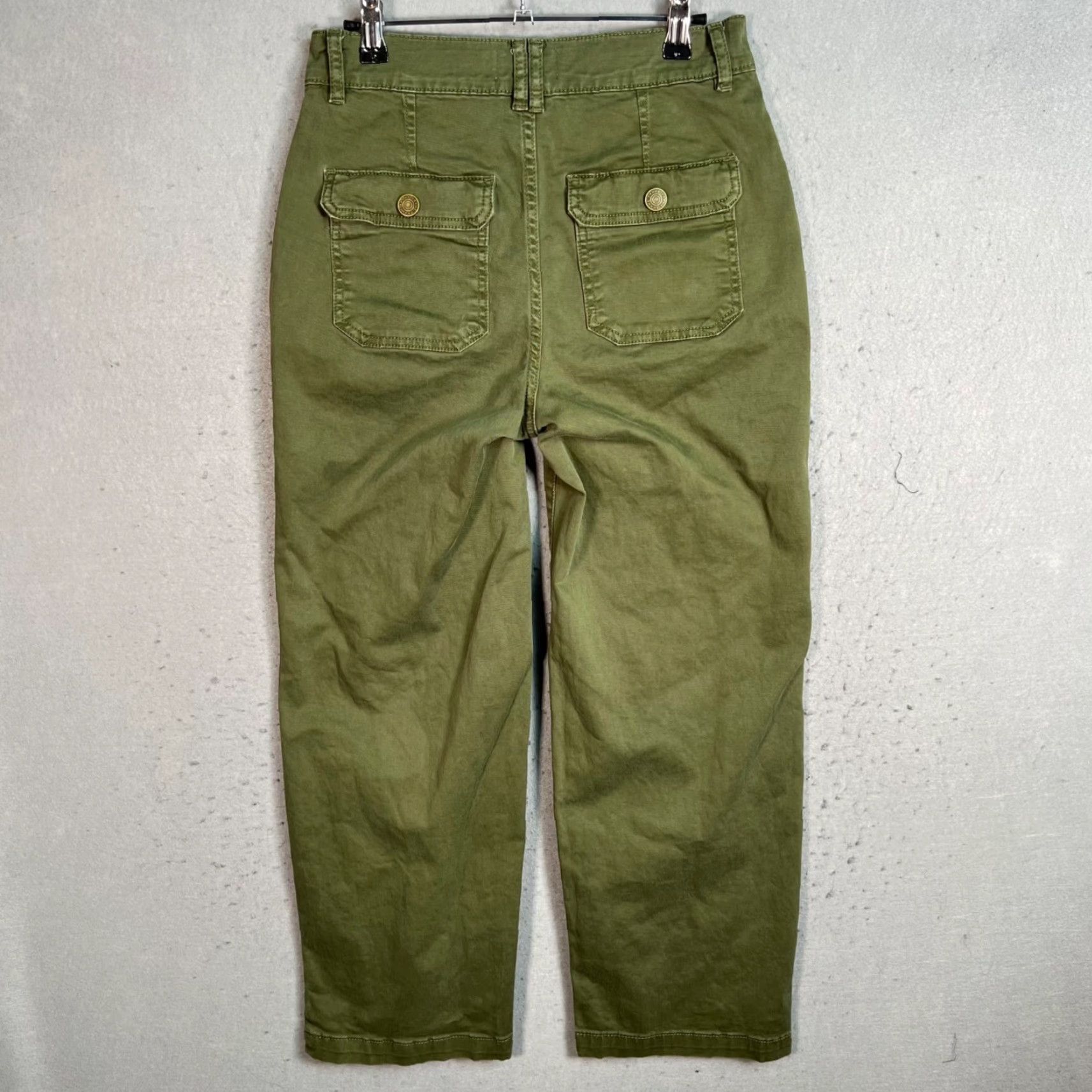 Frame VINTAGE FRAME Womens Cargo Pants 27 Green Cotton Elastane High-Rise Straight Leg Size 27" / US 4 / IT 40 - 2 Thumbnail