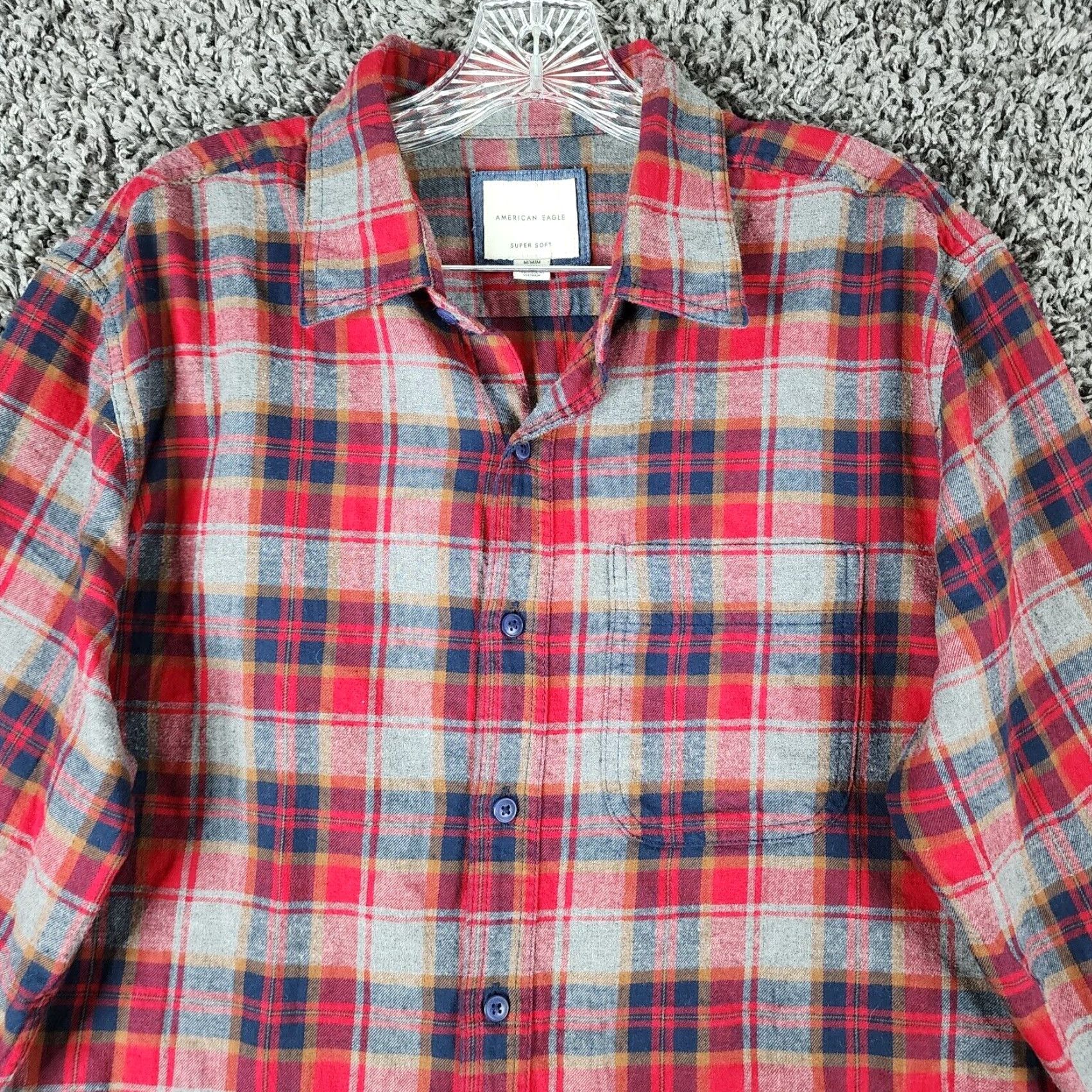 American Eagle Outfitters American Eagle Outfitters Shirt Men Size M Red Plaid Super Soft Button-Up Size US M / EU 48-50 / 2 - 3 Thumbnail