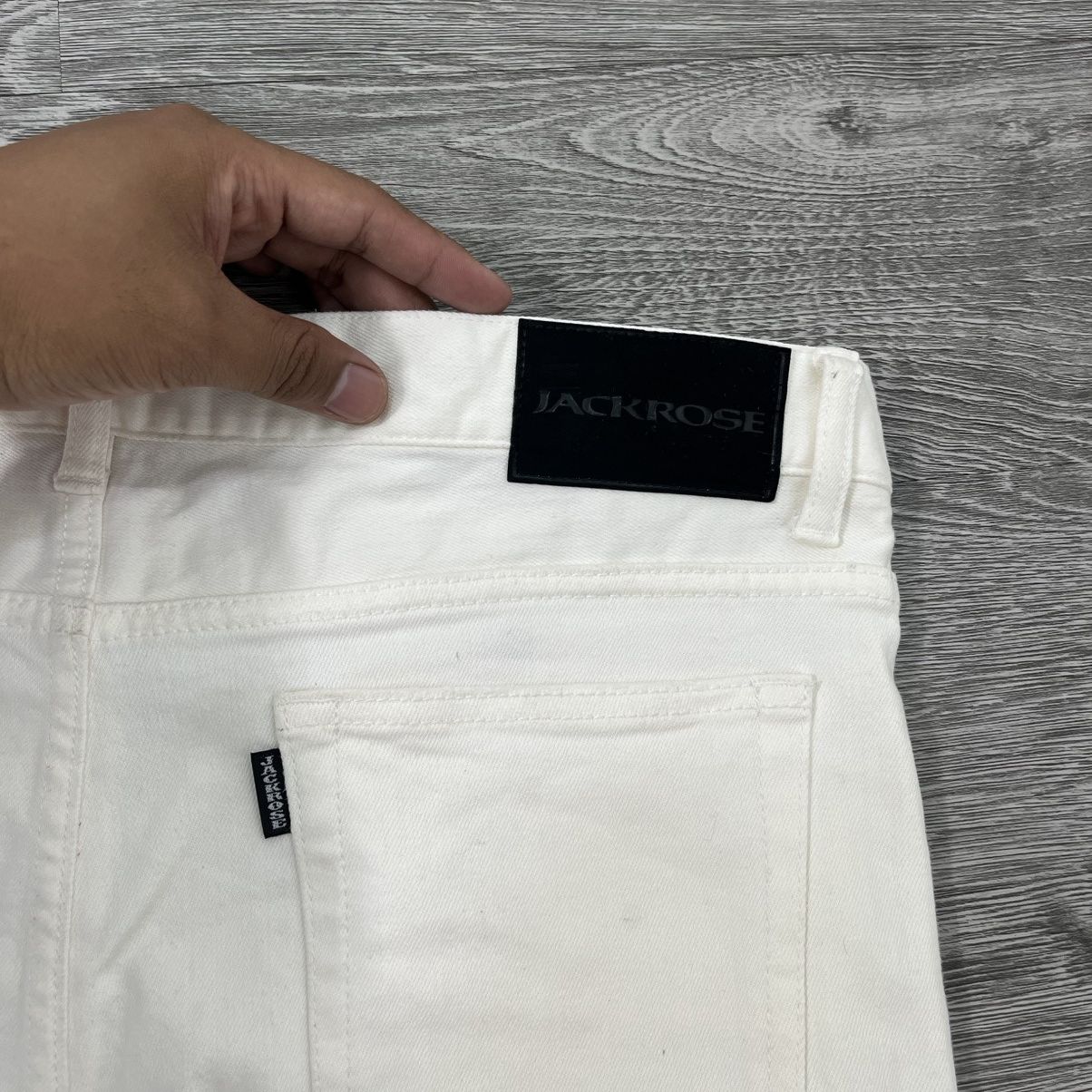 JACKROSE 2000's Jackrose Ripped White Denim Pant Stretch Lgb Style Size US 35 - 9 Thumbnail