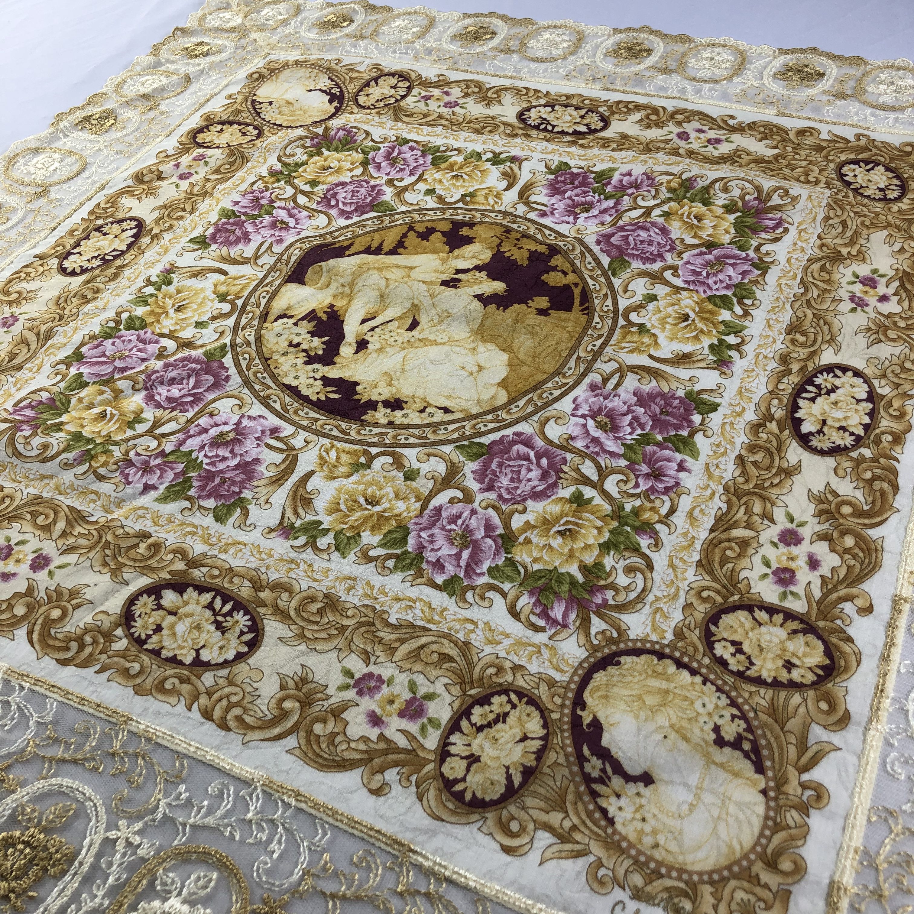 Vintage Cammeo Luxury Baroque Handkerchief Neckerchief Bandana H1933 Size ONE SIZE - 3 Thumbnail