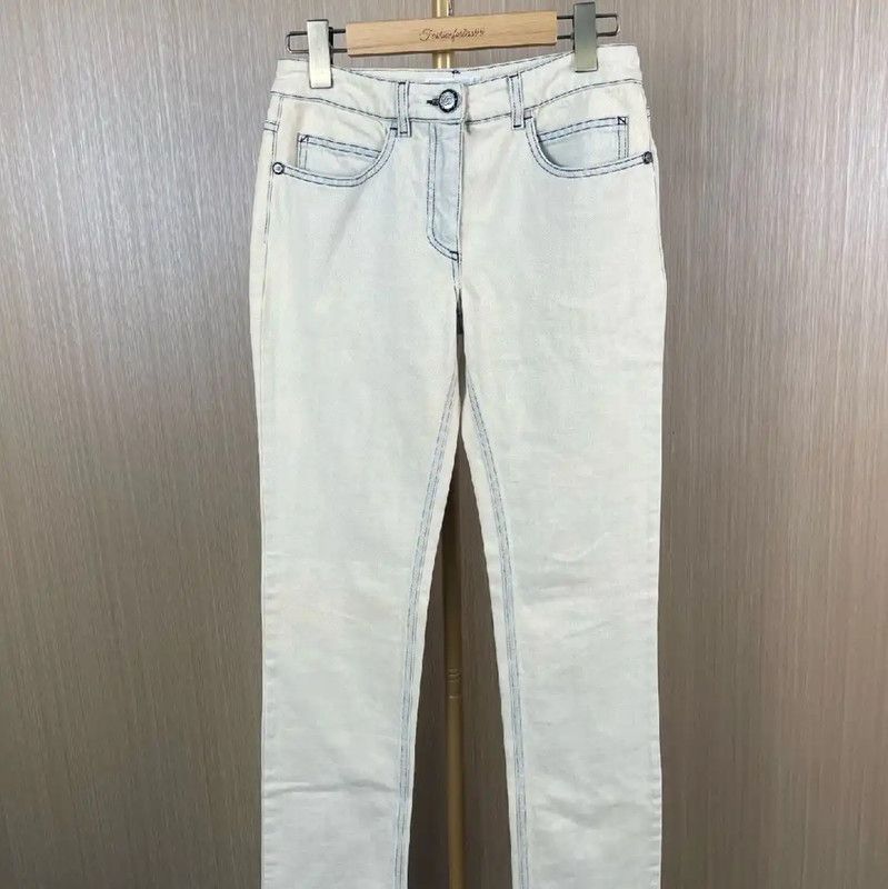 Chanel Chanel White Cotton Women's Jeans 0089 Size 23" - 1 Thumbnail