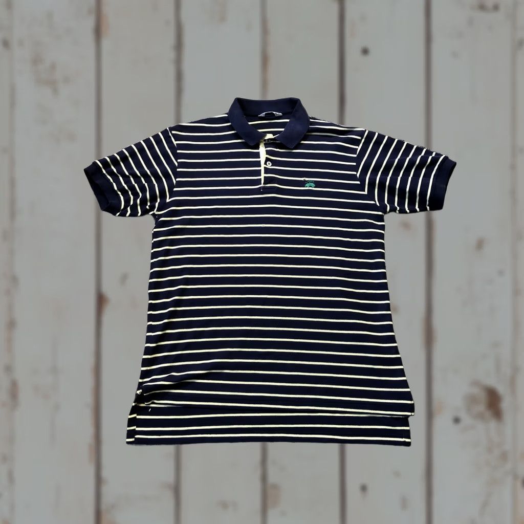 Brooks Brothers Brooks Brothers Polo Shirt Mens M Navy Yellow Striped Golden Fleece USA - Polo, Short Sleeve, 100% Cotton, Casual, Striped, Green Logo, Made in USA Size US M / EU 48-50 / 2 - 1 Thumbnail