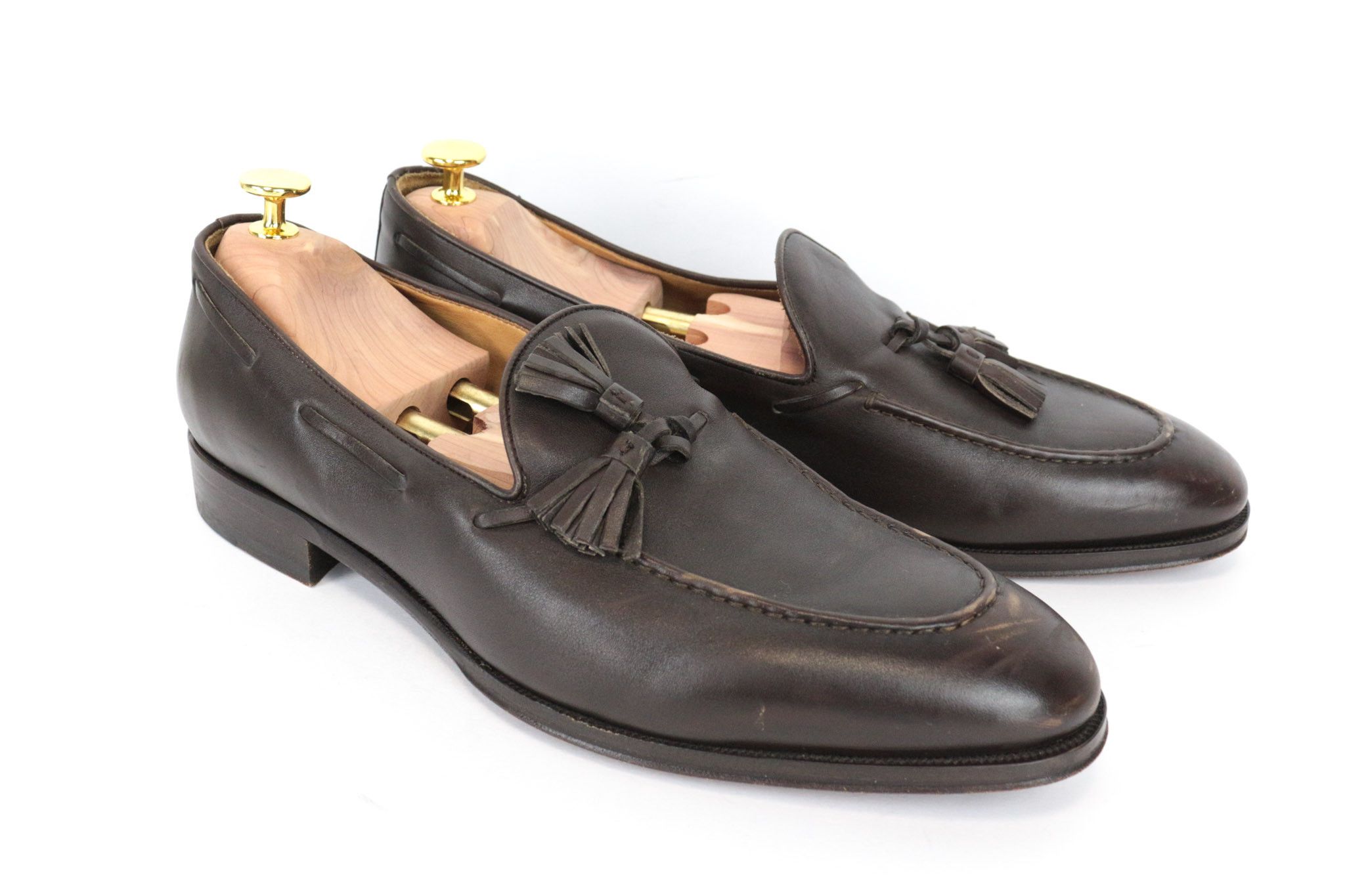 image of Suitsupply Eu44 Loafers Tassel Brown Moccasins Leather Shoes 68402, Men's (Size 11)