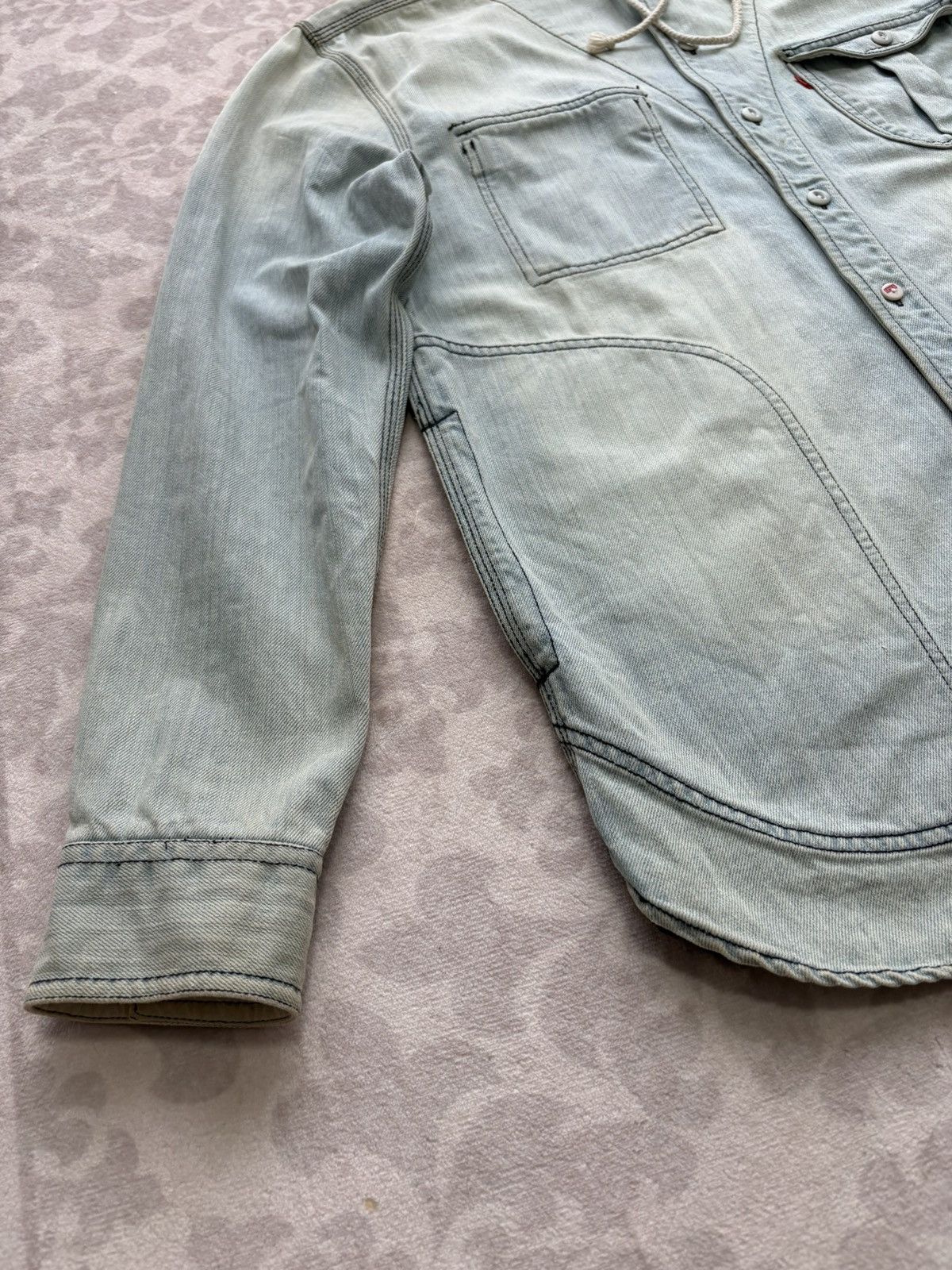 Levi's Levi’s Hooded Classic Worker Shirt Jacket Light Wash M Size US M / EU 48-50 / 2 - 4 Thumbnail