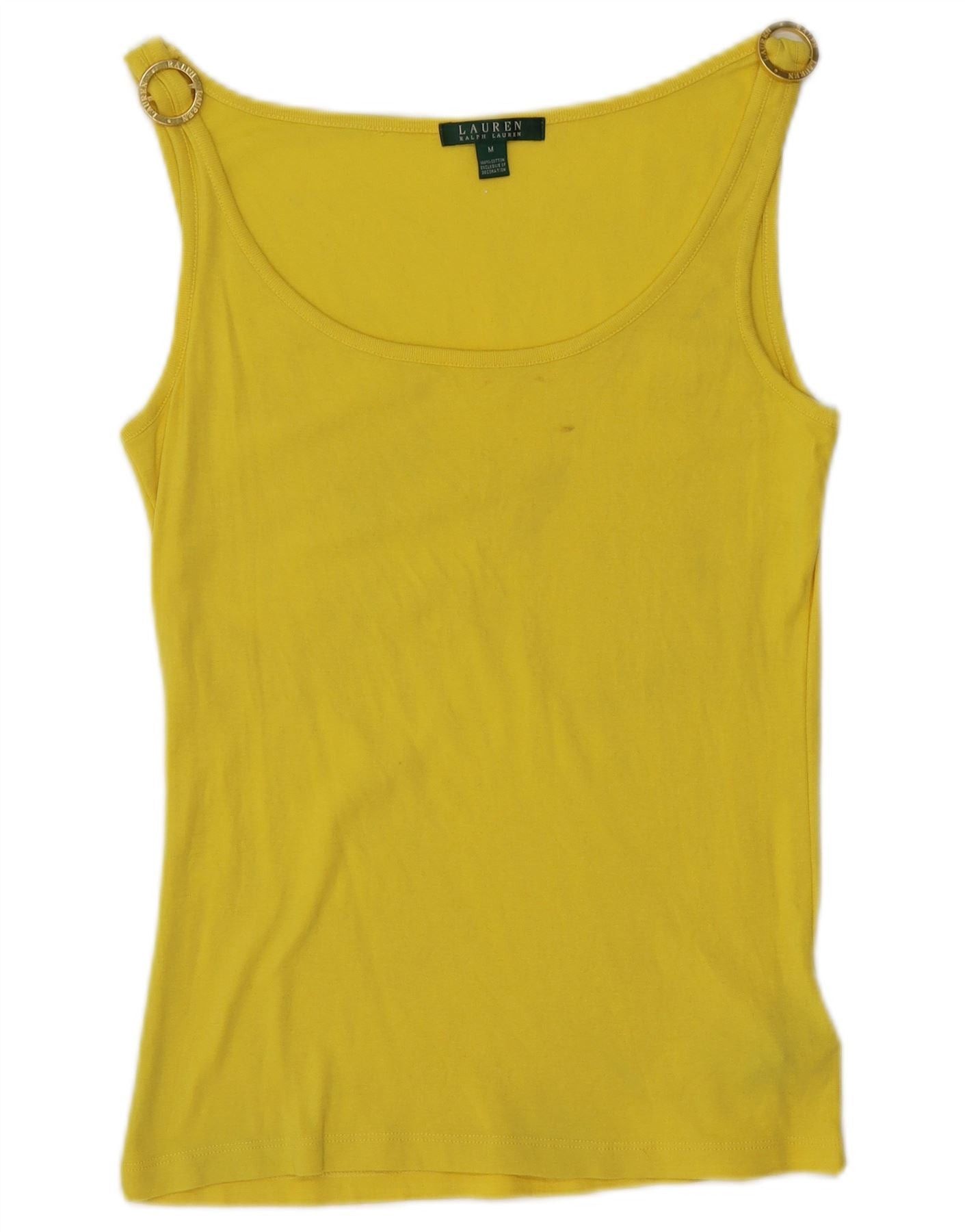 Ralph Lauren Womens Vest Top UK 12 Medium Yellow Cotton Size XS / US 0-2 / IT 36-38 - 1 Thumbnail