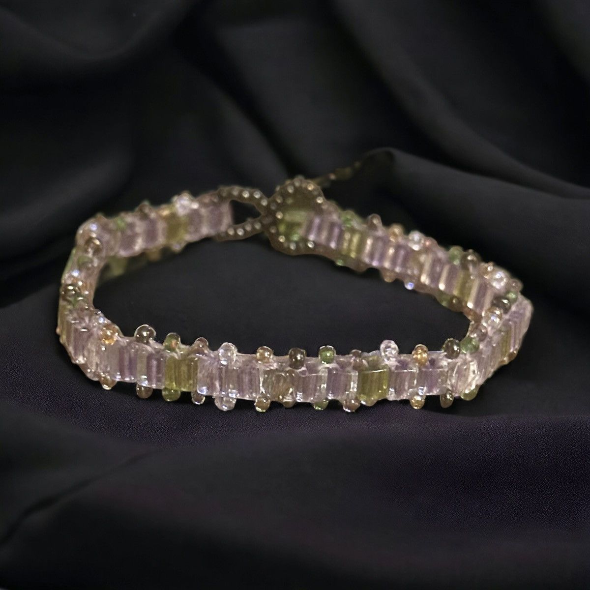 Vintage Vintage purple and green rectangular crystal bracelet Size ONE SIZE - 1 Thumbnail