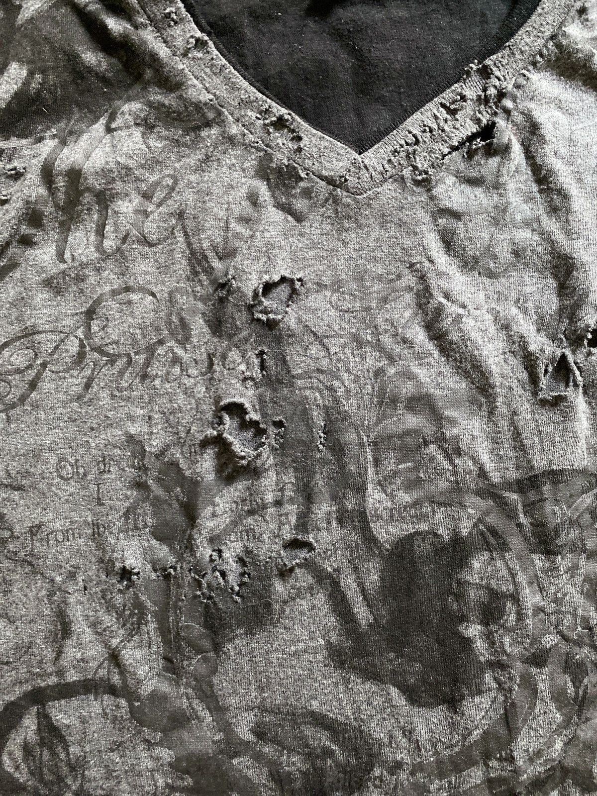 Yohji Yamamoto Clash Ahead Distressed Poem Abstrak ERD Tshirt Size US L / EU 52-54 / 3 - 8 Thumbnail