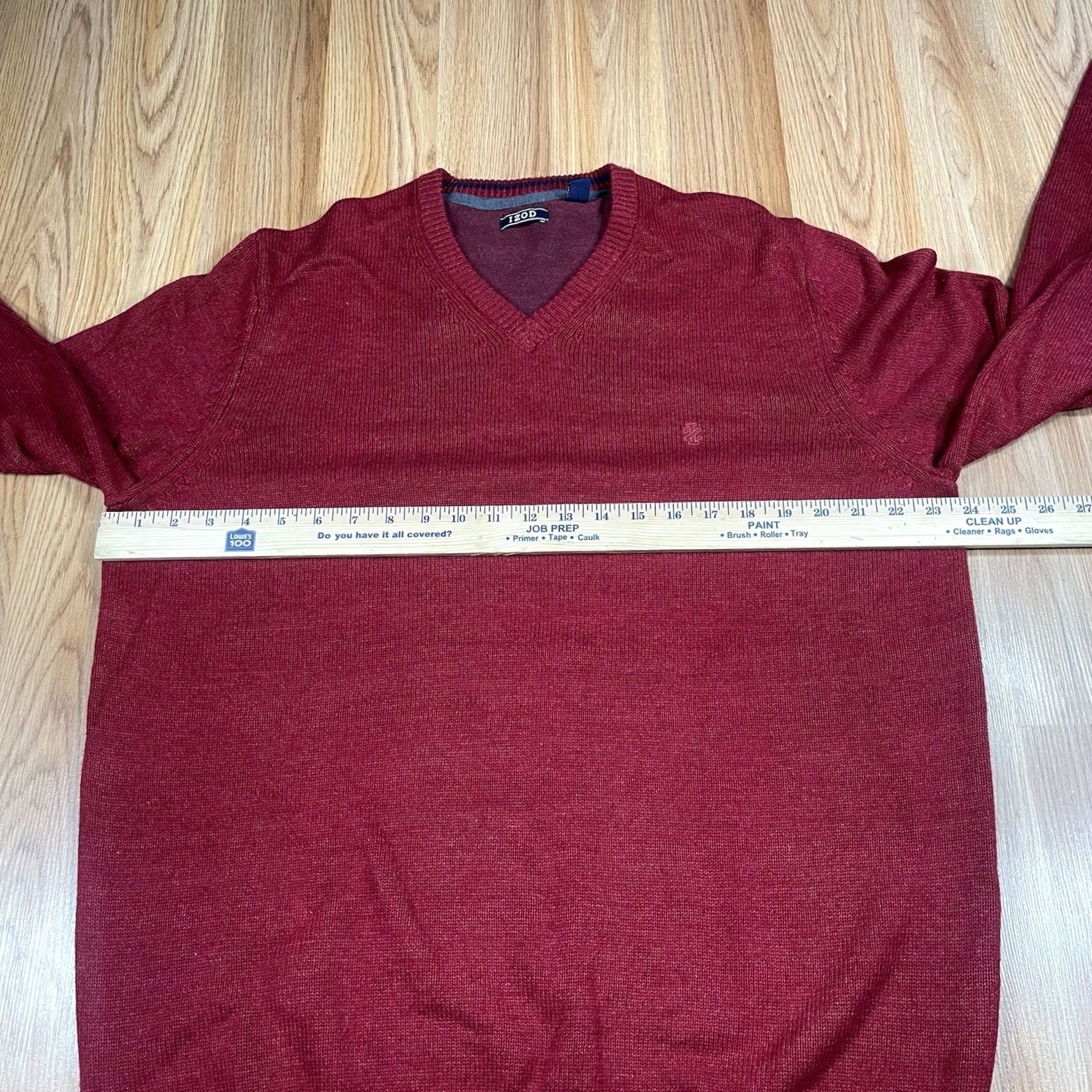 Izod Izod Sweater Mens Large Red Long Sleeve V-Neck Knit Pullover Cotton Blend - Vintage Size US L / EU 52-54 / 3 - 5 Thumbnail